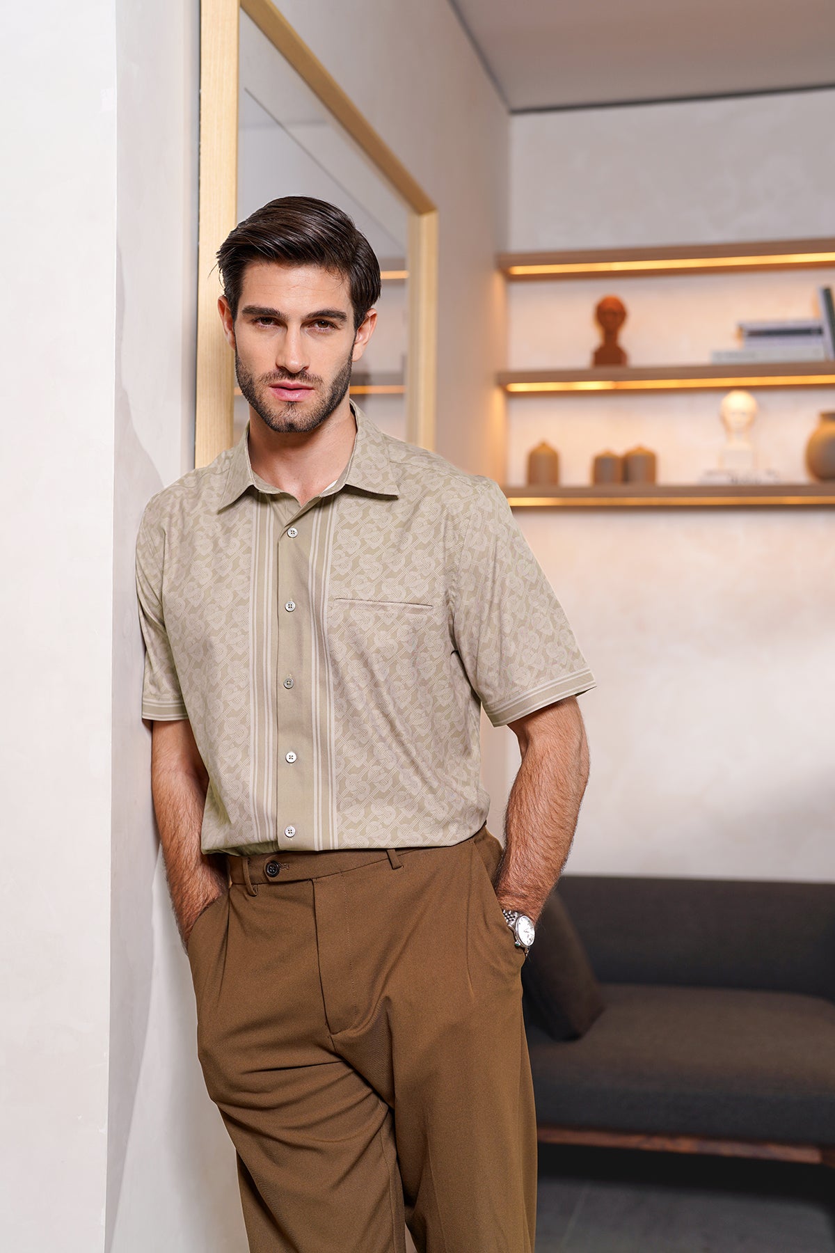 Hasır Erkek Gömleği - Kahverengi