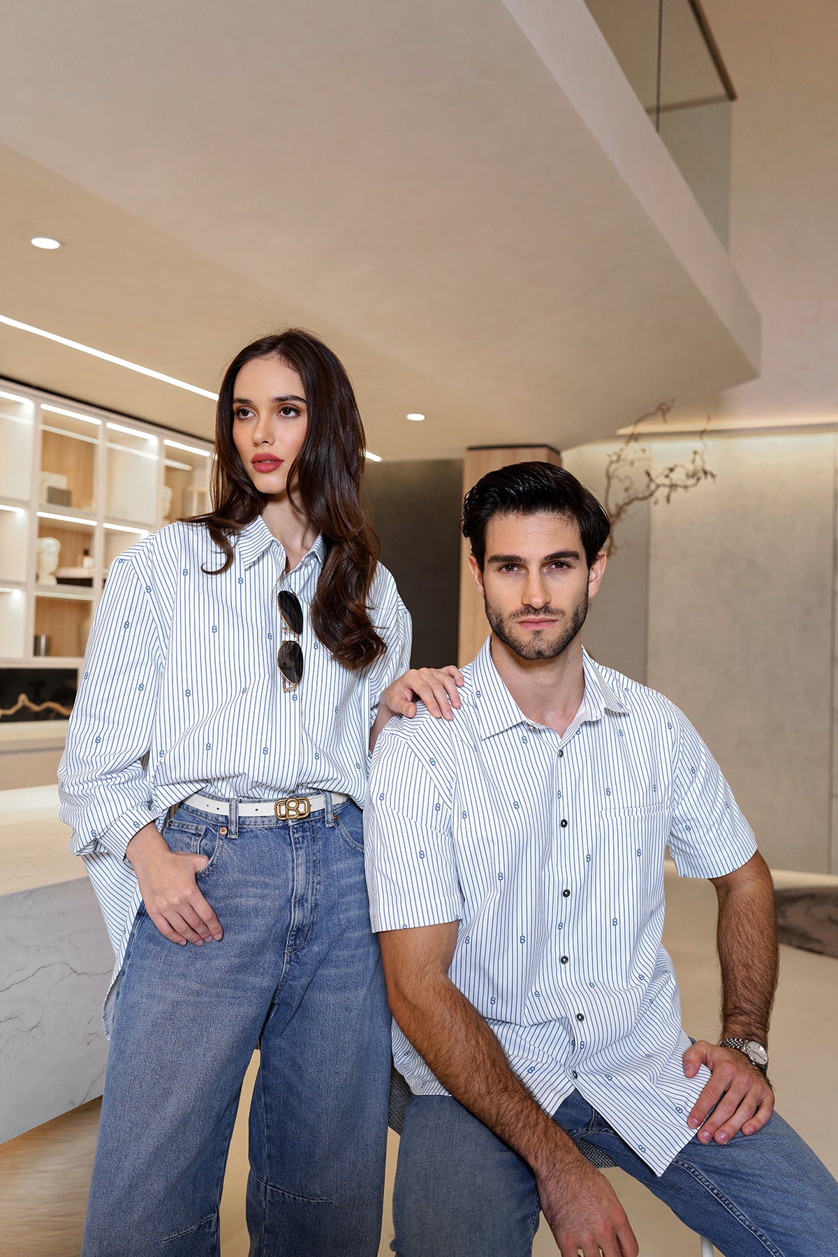 Büyük Boy Ligna Kadın Gömleği - Beyaz