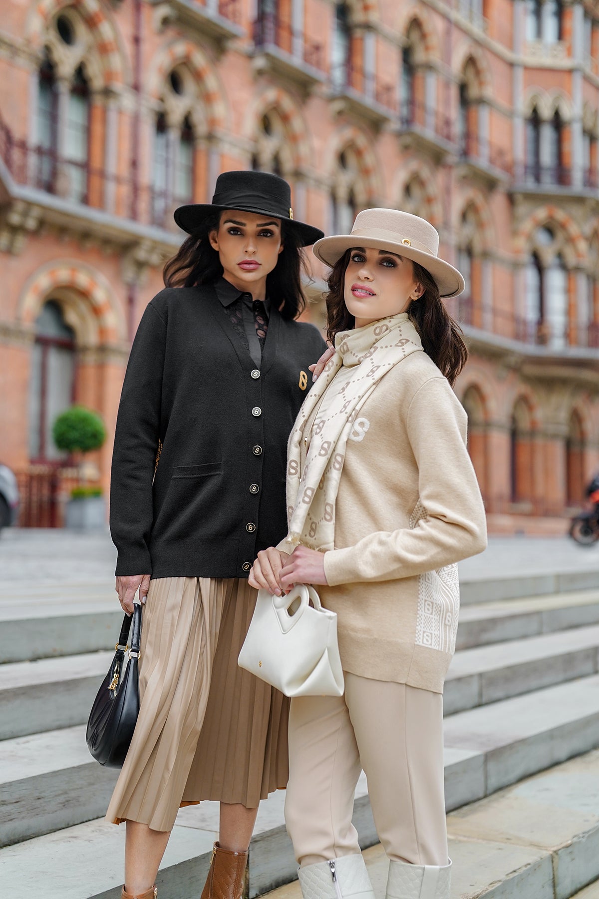 Plaid Wool Cardigan - Beige