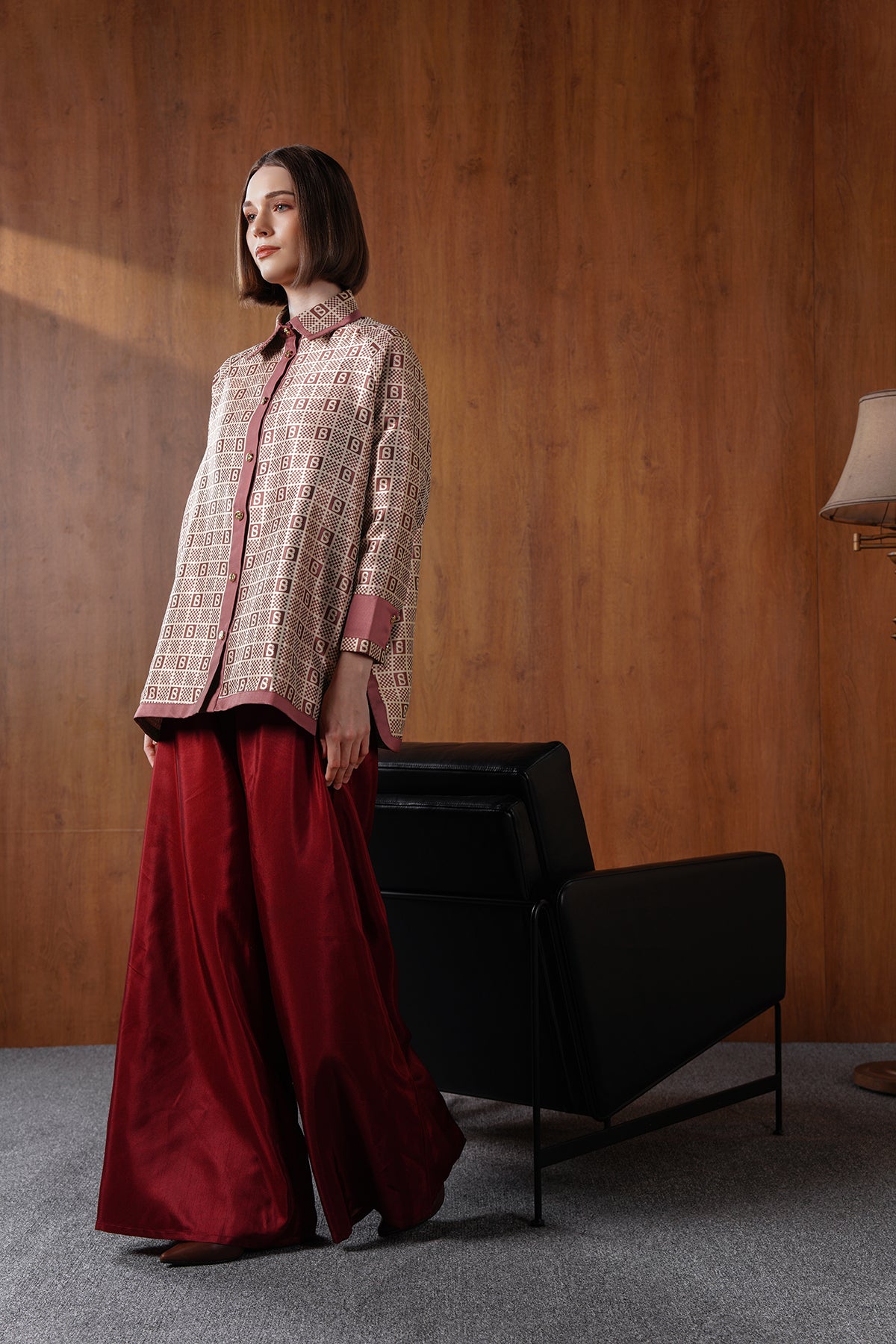 Kareli Jakarlı Gömlek - Bronz