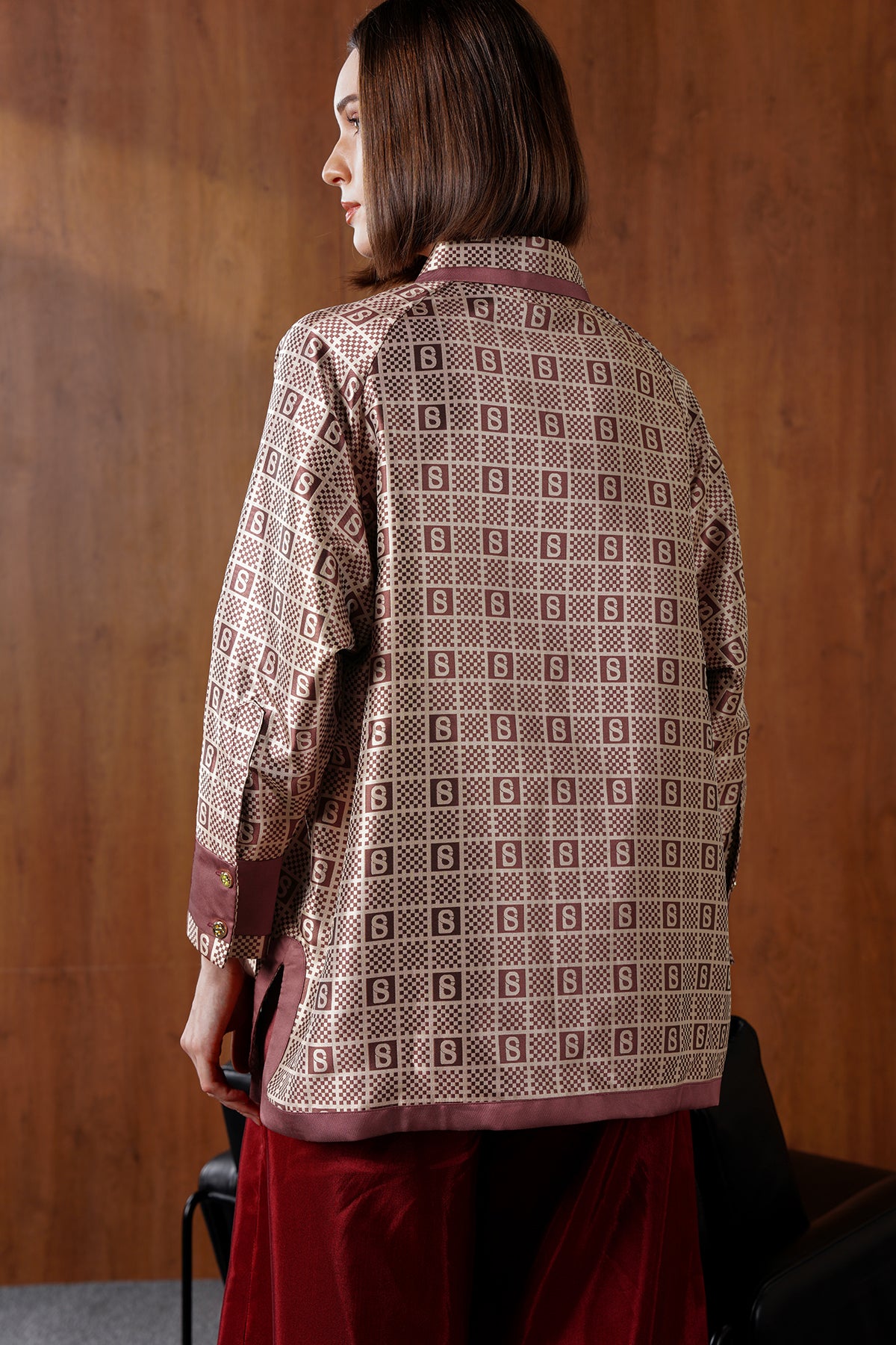 Kareli Jakarlı Gömlek - Bronz