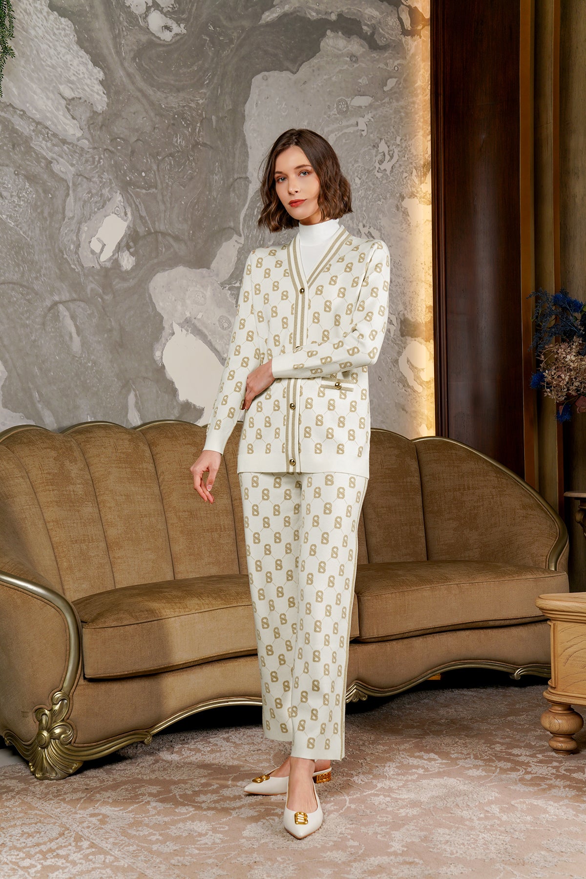 Blair Monogram Pantolon - Beyaz