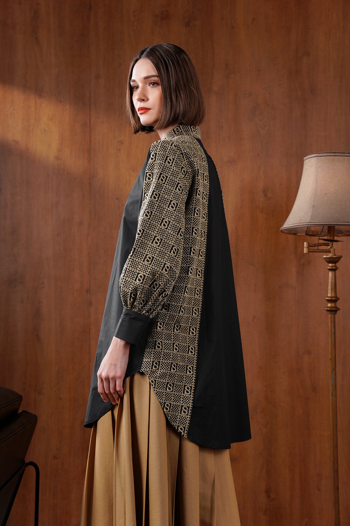 Monogram Ekose Gömlek - Siyah