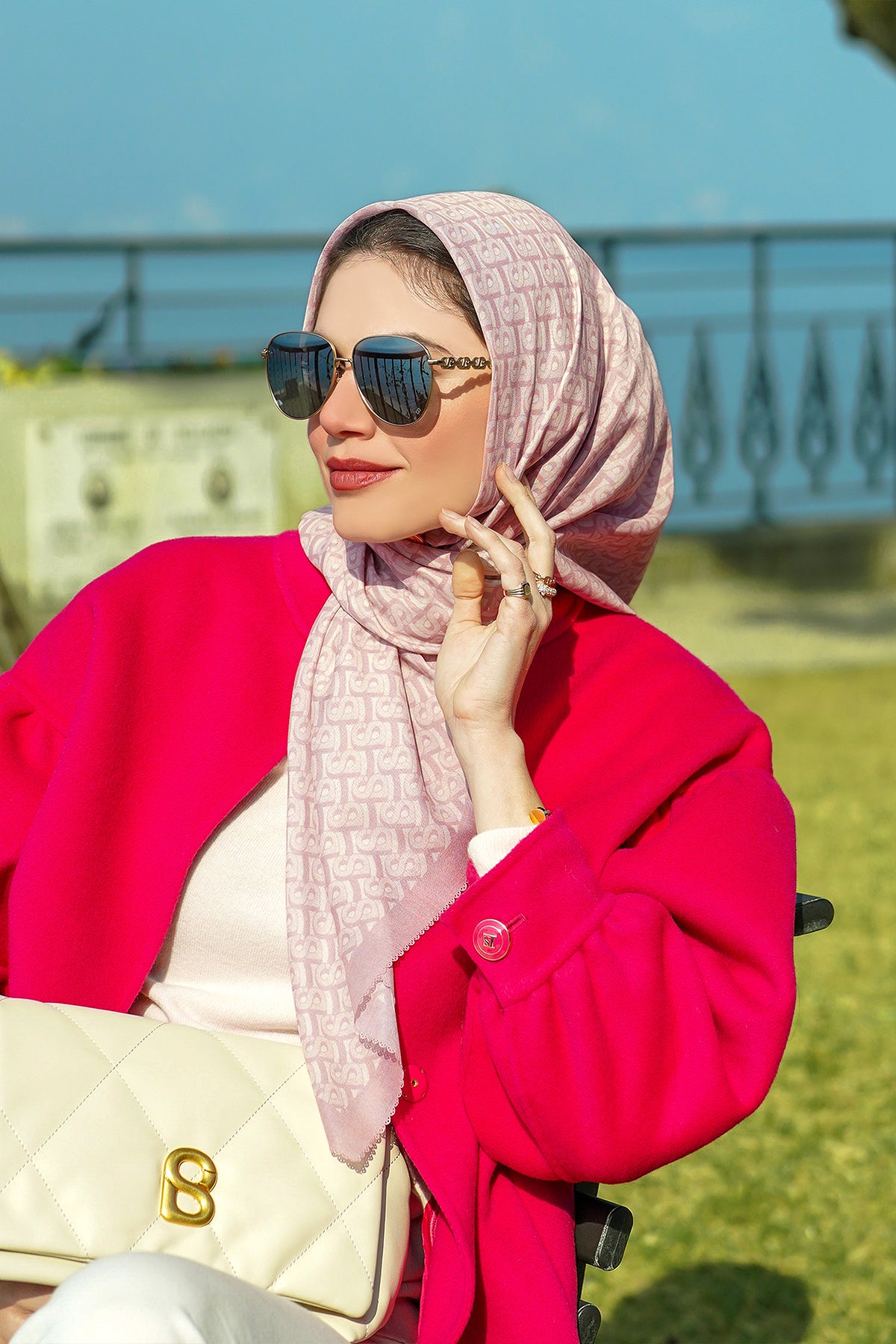 Bimu Voile Square - Adobe Rose