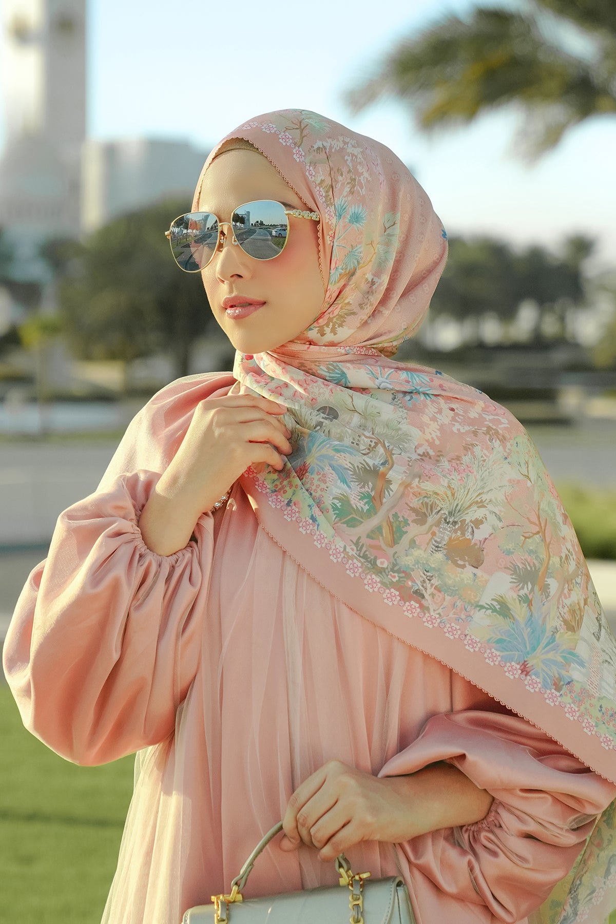 Al Qasr Satin Shawl - Clay