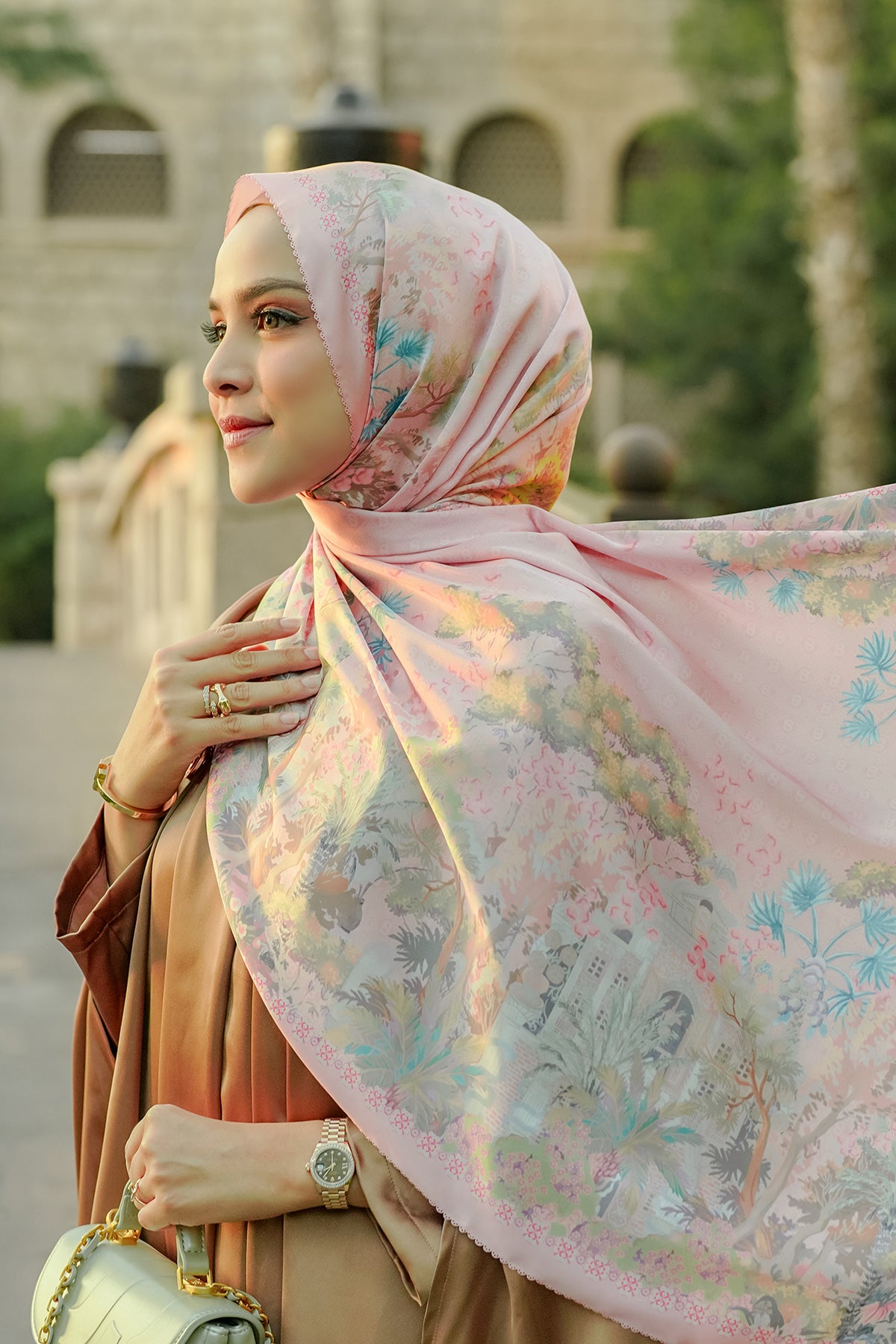 Al Qasr Satin Shawl - Lotus