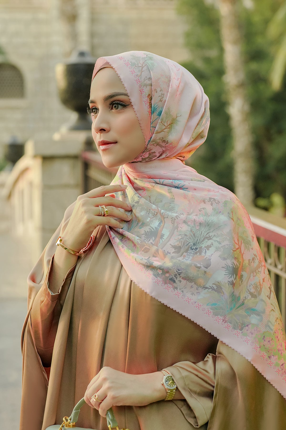 Al Qasr Satin Shawl - Lotus
