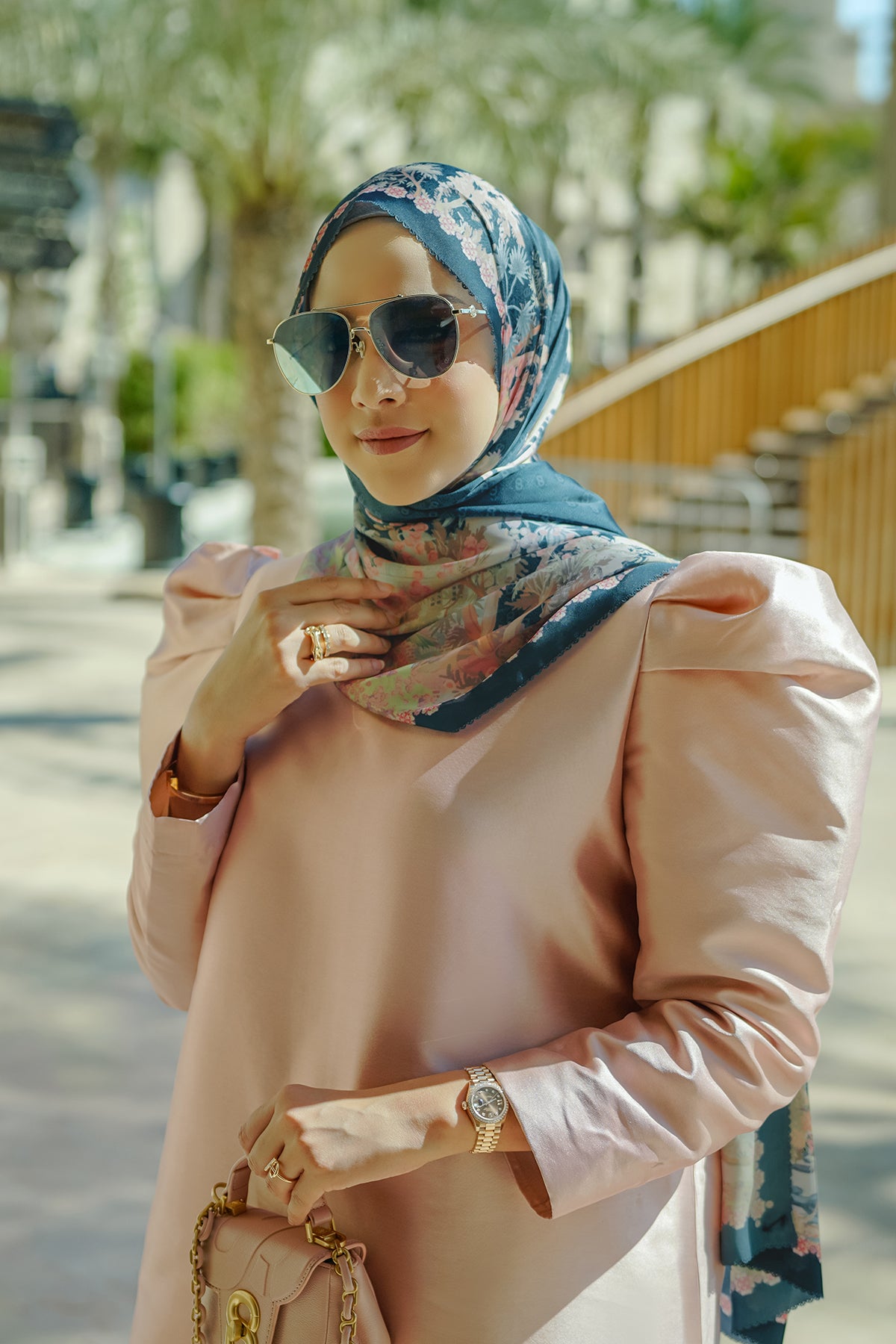 Al Qasr Satin Shawl - Oasis