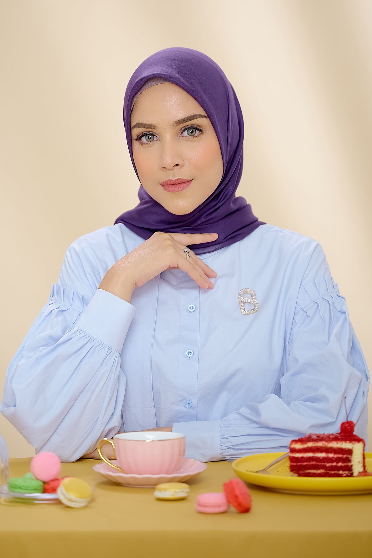 Everyday Scarf - Purple Plumeria