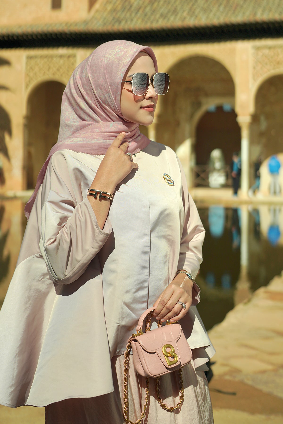 The Granada Pleated Shawl - Pink Mist