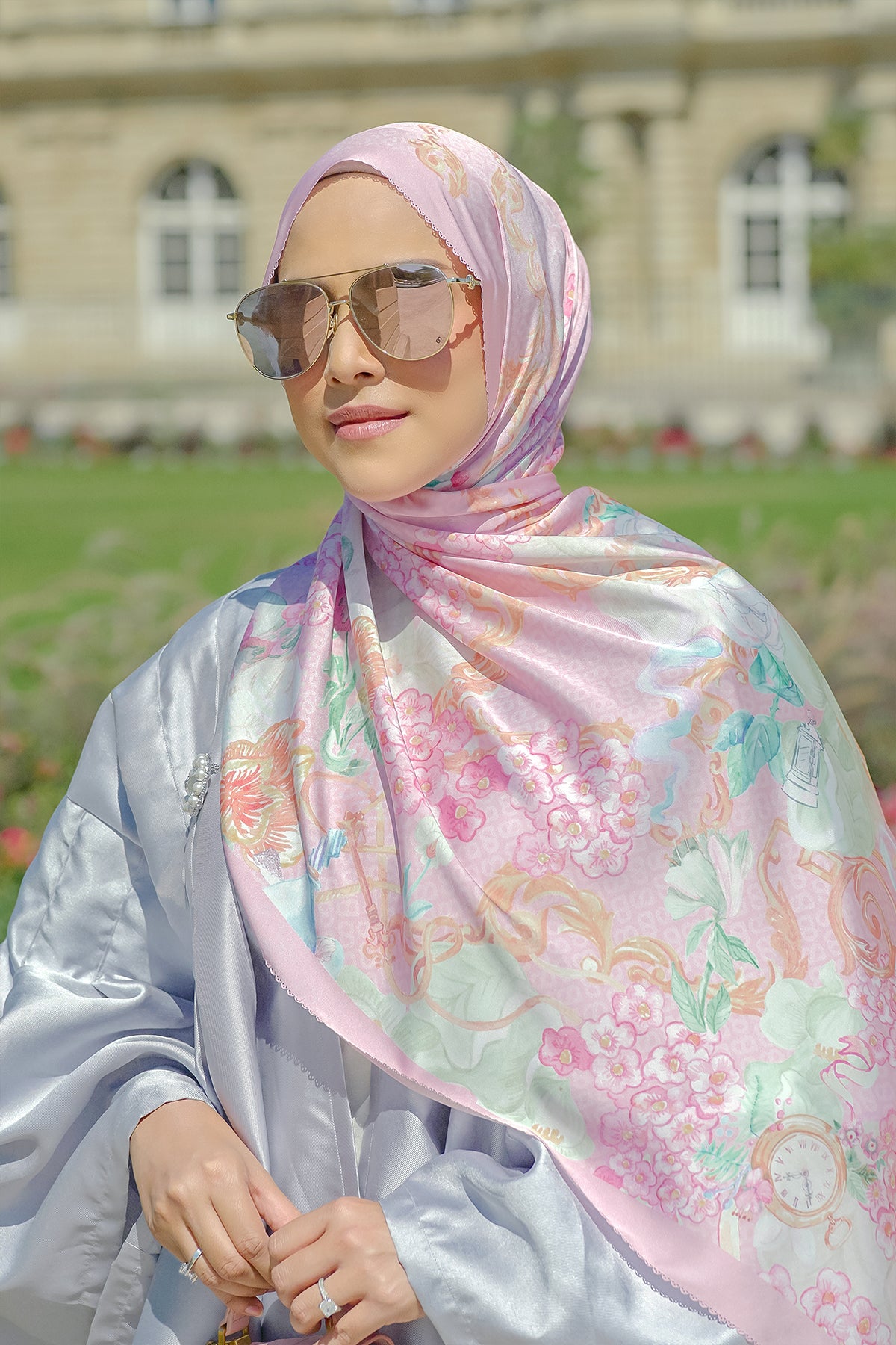 The Wonderland Satin Shawl - Pink Nectar