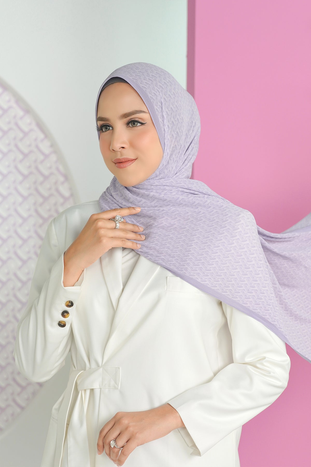 Bimu Pleated Shawl - Lavender