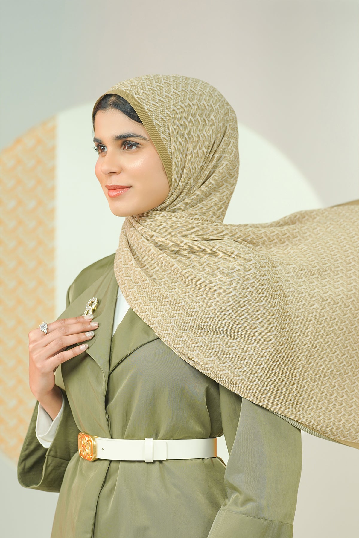 Bimu Pleated Shawl - Olive