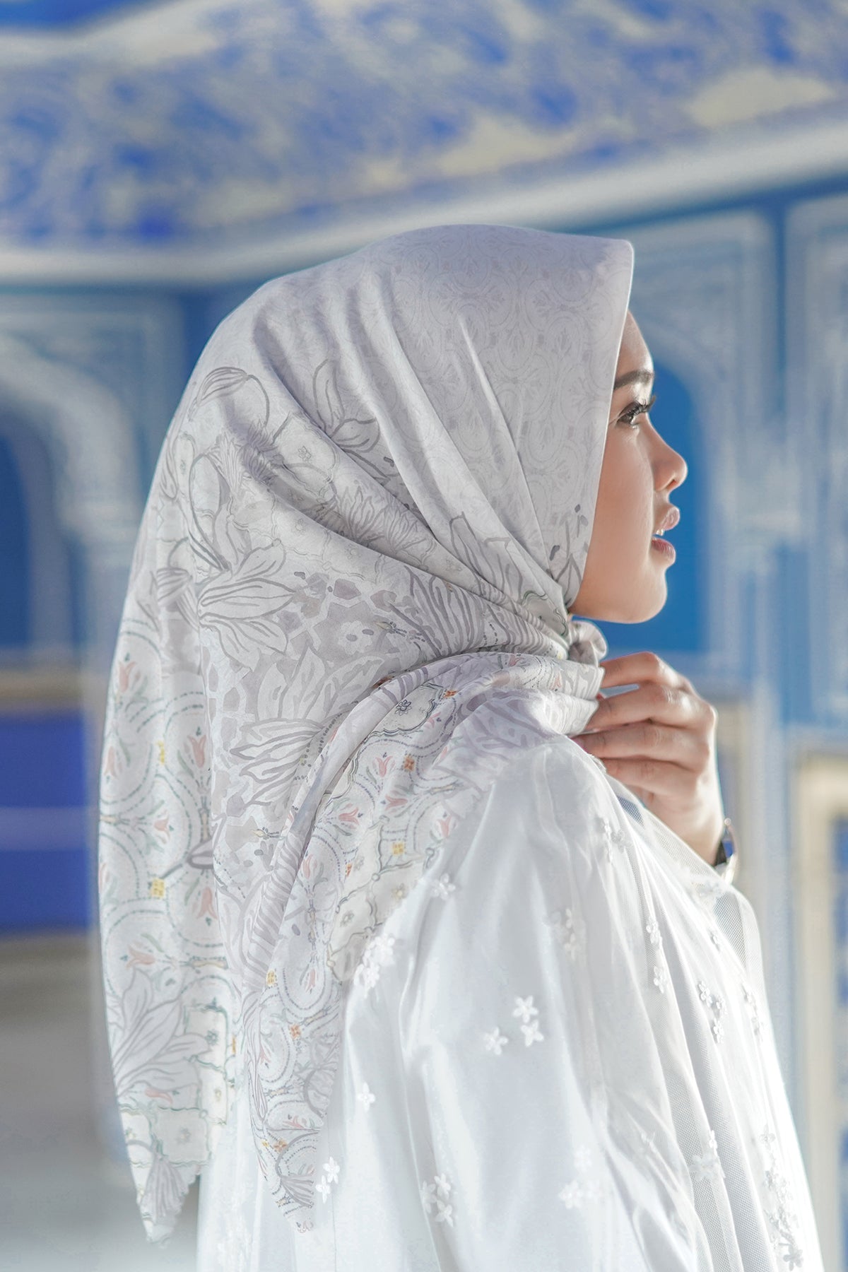 Maharani Voal Square - White