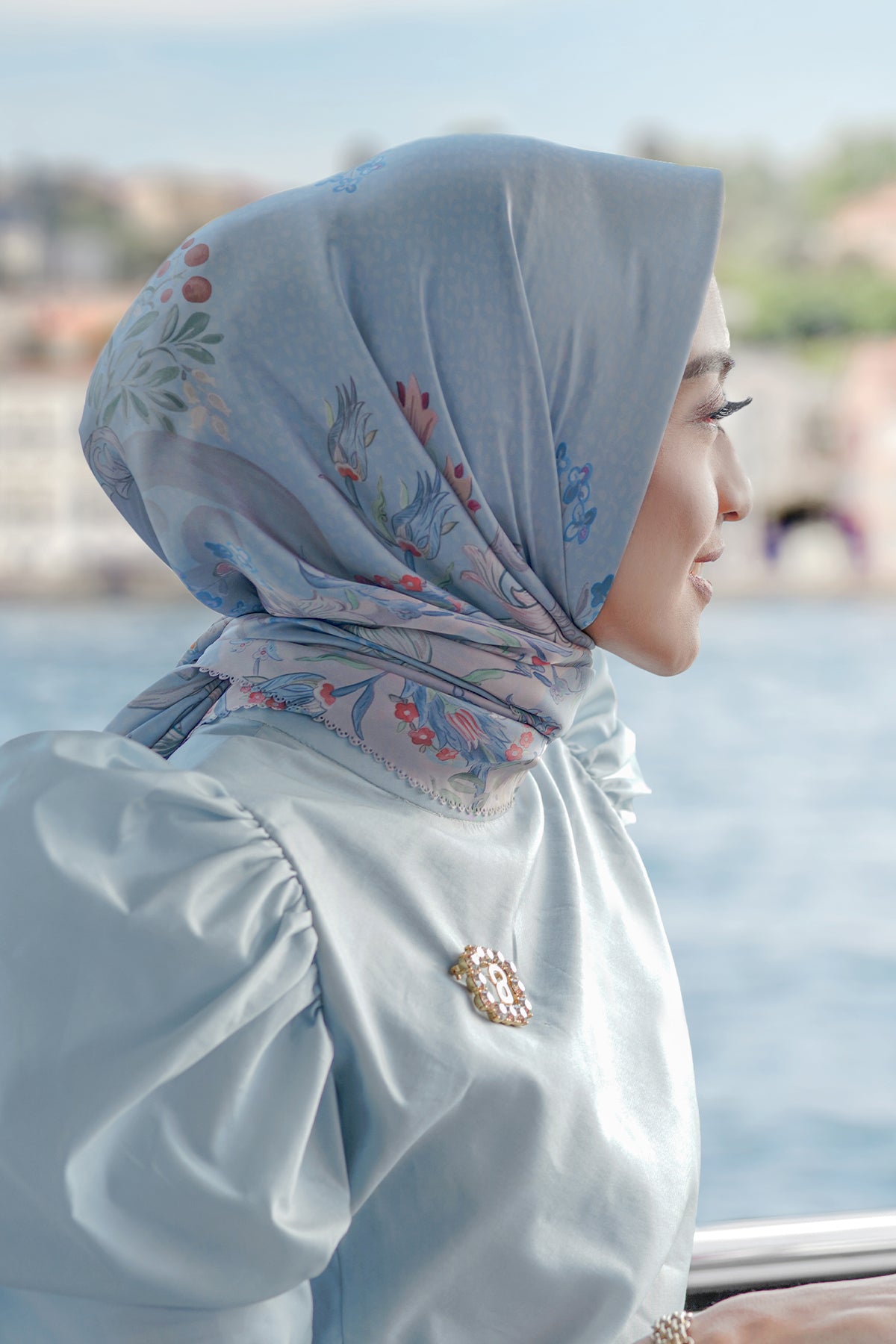 The Topkapi Satin Square - Powder Blue