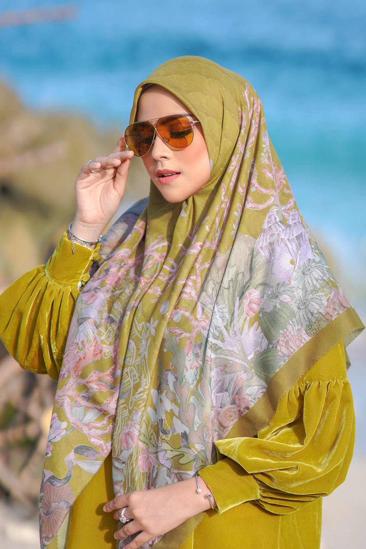 The Little Mermaid Voal Square XL - Mustard