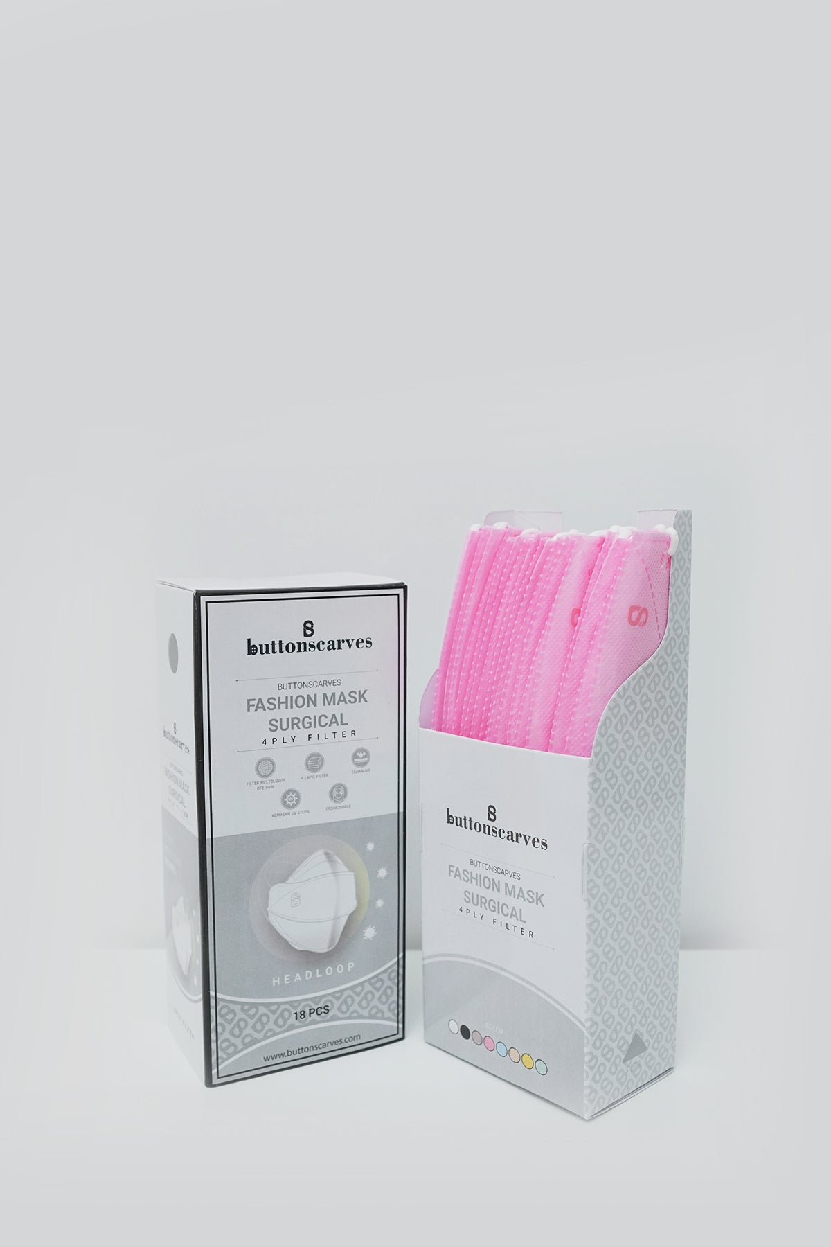 Buttonscarves Tek Kullanımlık Maske - Pembe