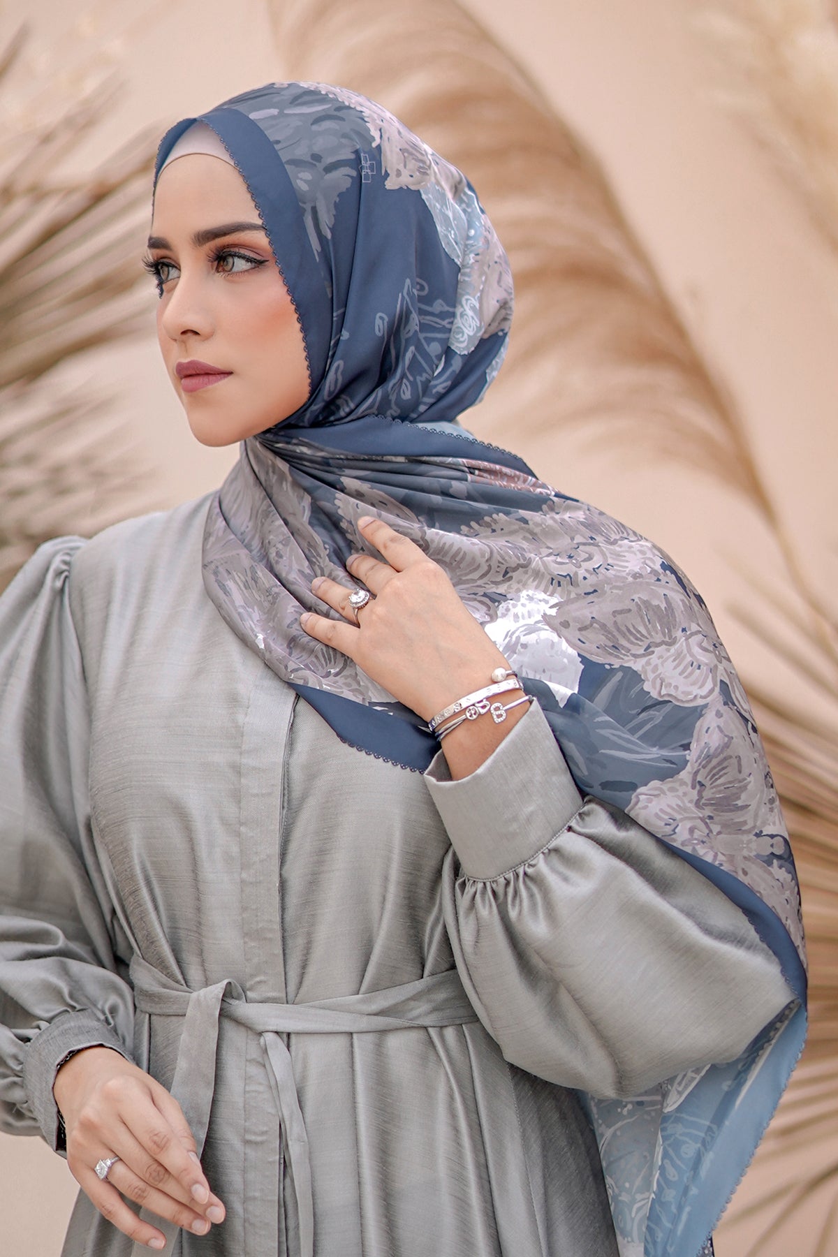 The Farsha Satin Shawl - Navy