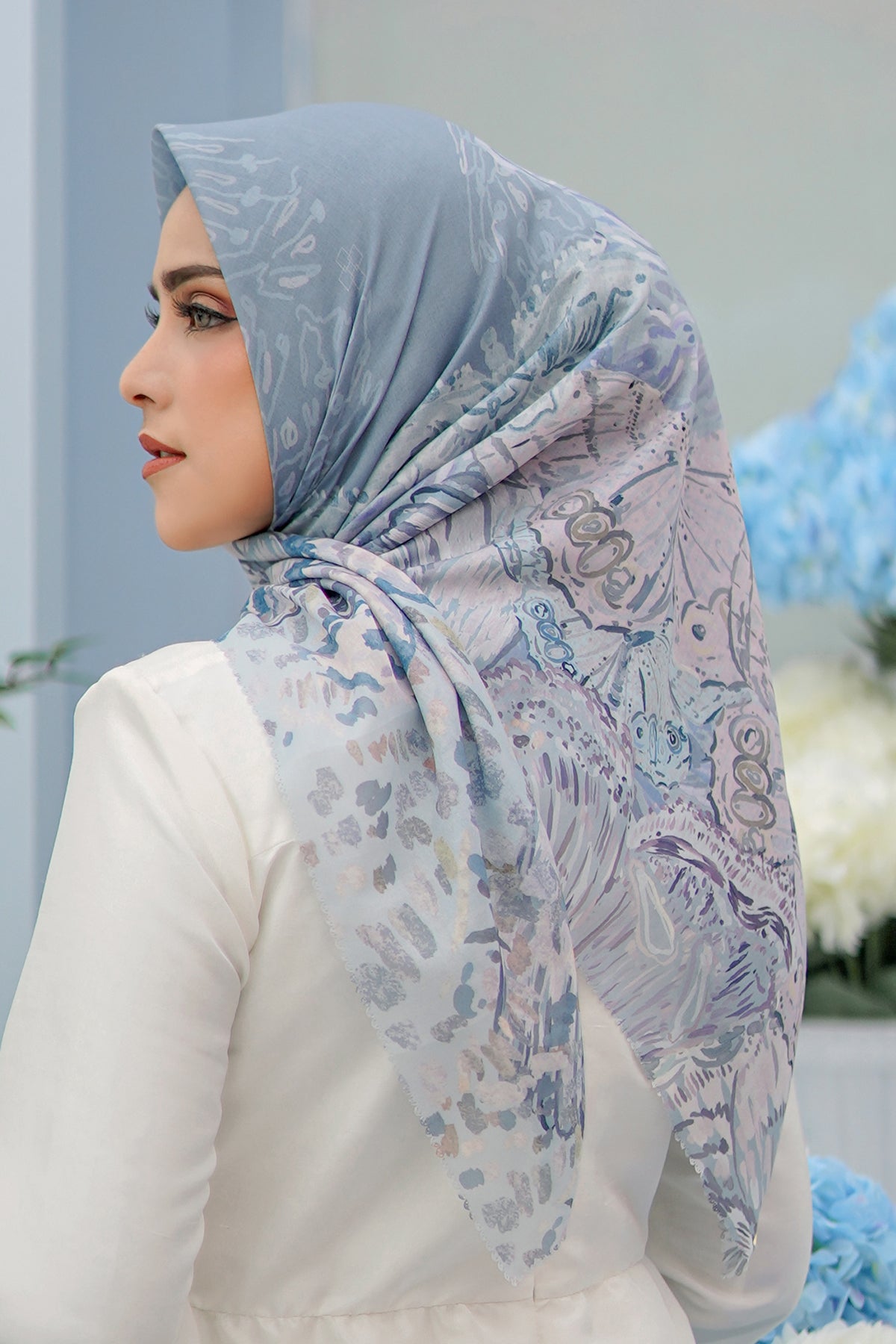 The Farsha Voal Square - Aqua