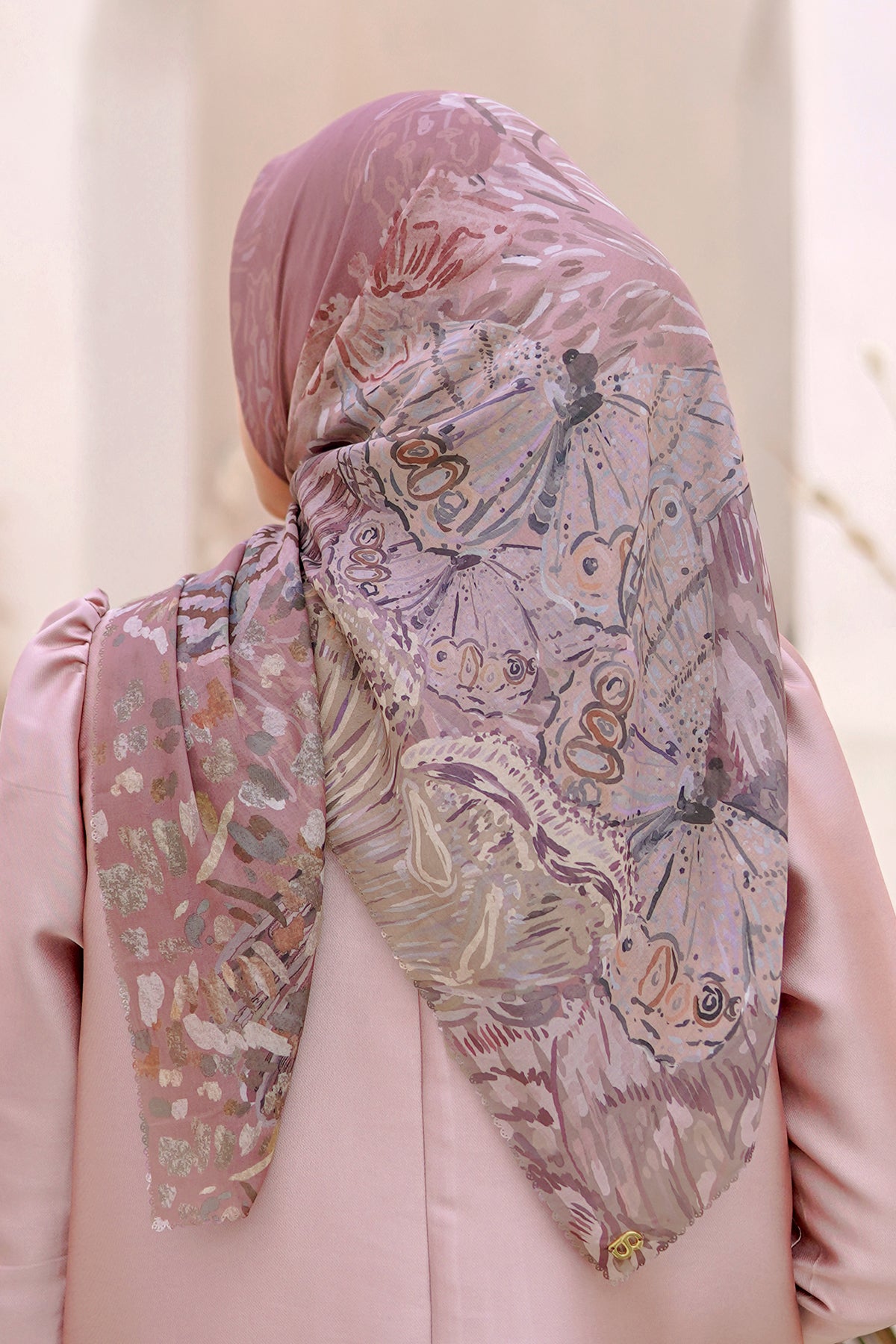 The Farsha Voal Square - Old Rose