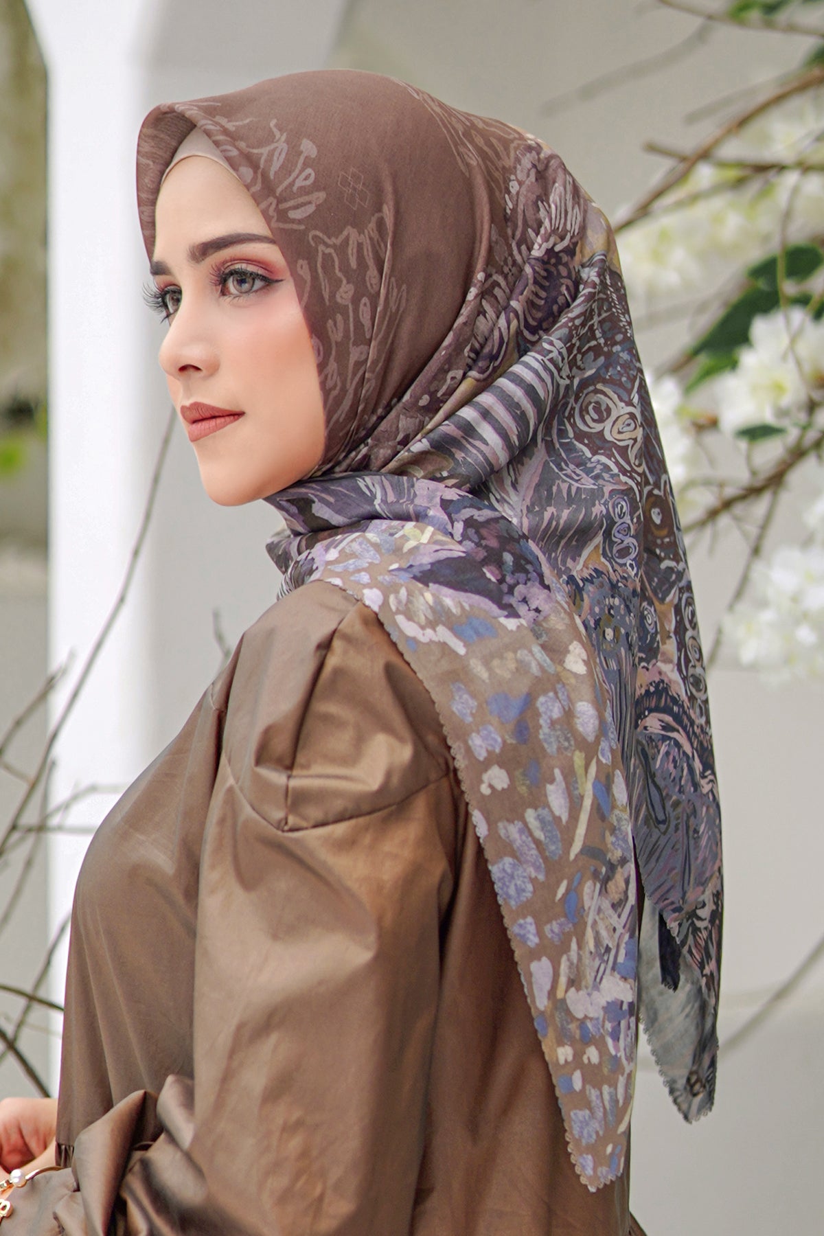 Farsha Voal Kare - Rustik Kahverengi