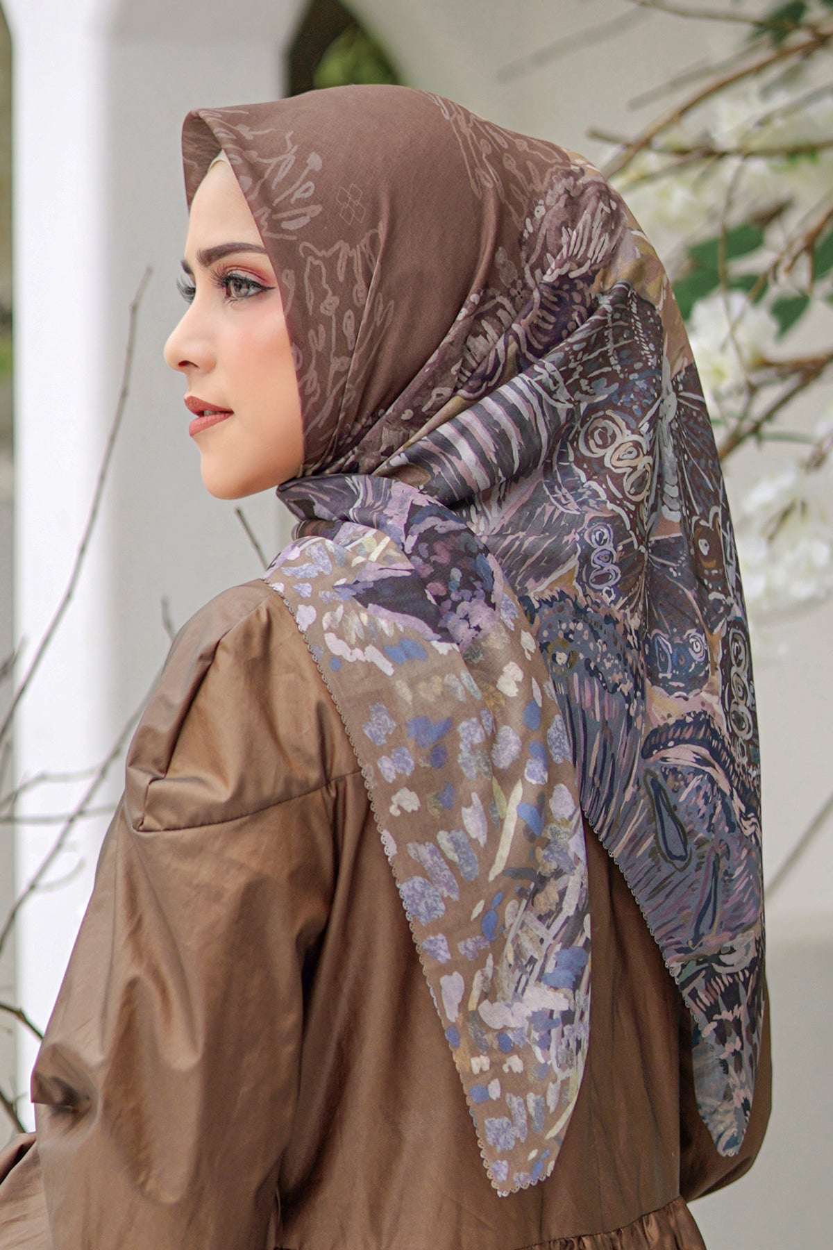 Farsha Voal Kare - Rustik Kahverengi