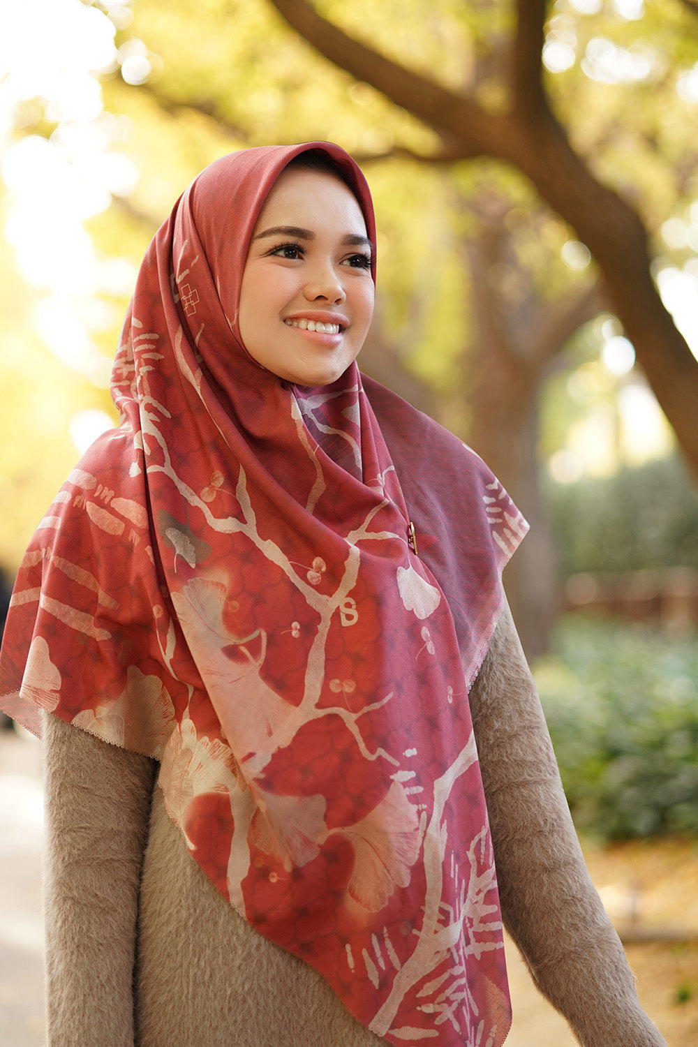 Ginkgo Voal Square XL - Red Bean