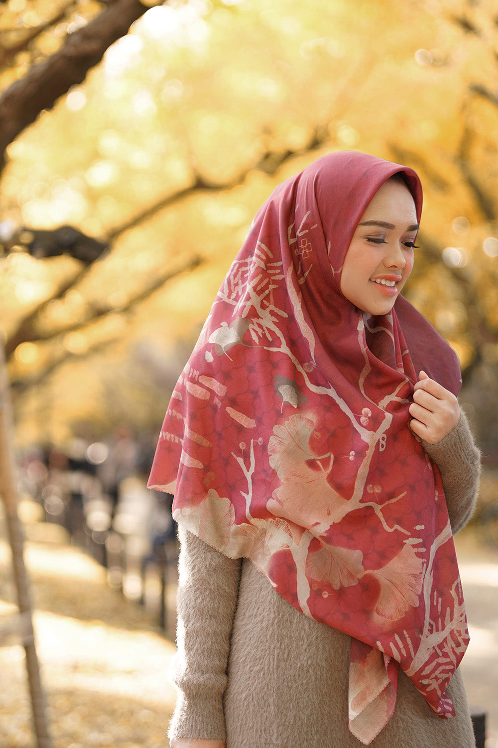 Ginkgo Voal Square XL - Red Bean