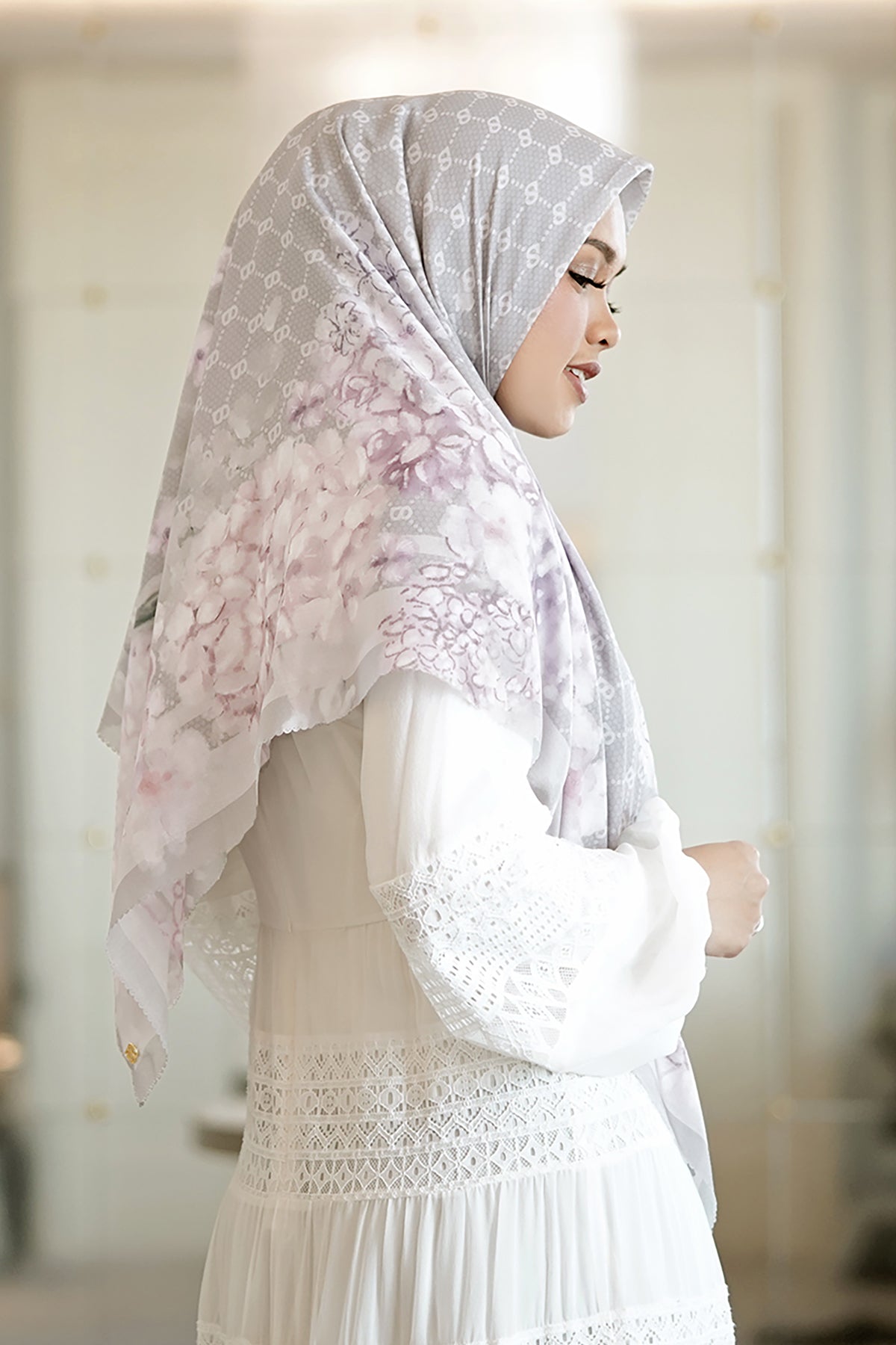 Hydrangea Voal Square XL - Clair