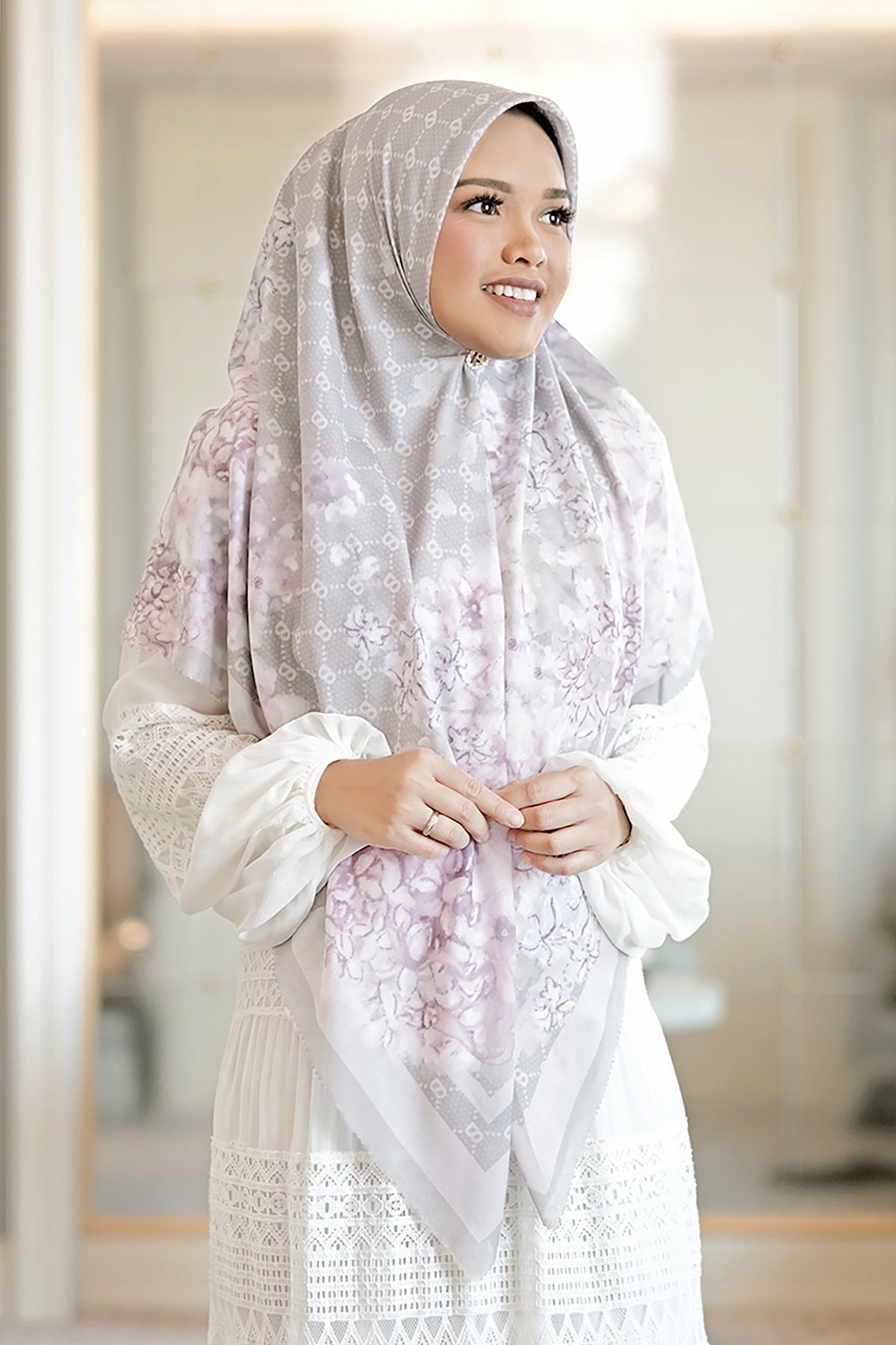 Hydrangea Voal Square XL - Clair