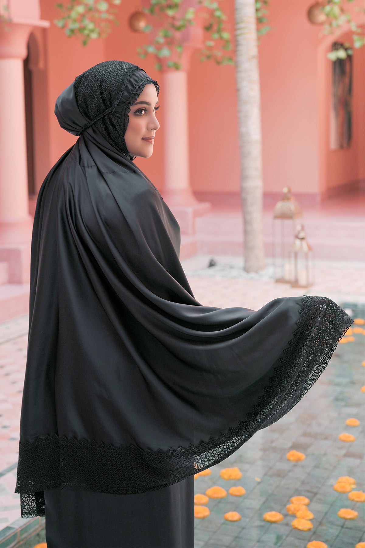 Signature Lace Prayer Robe - Black