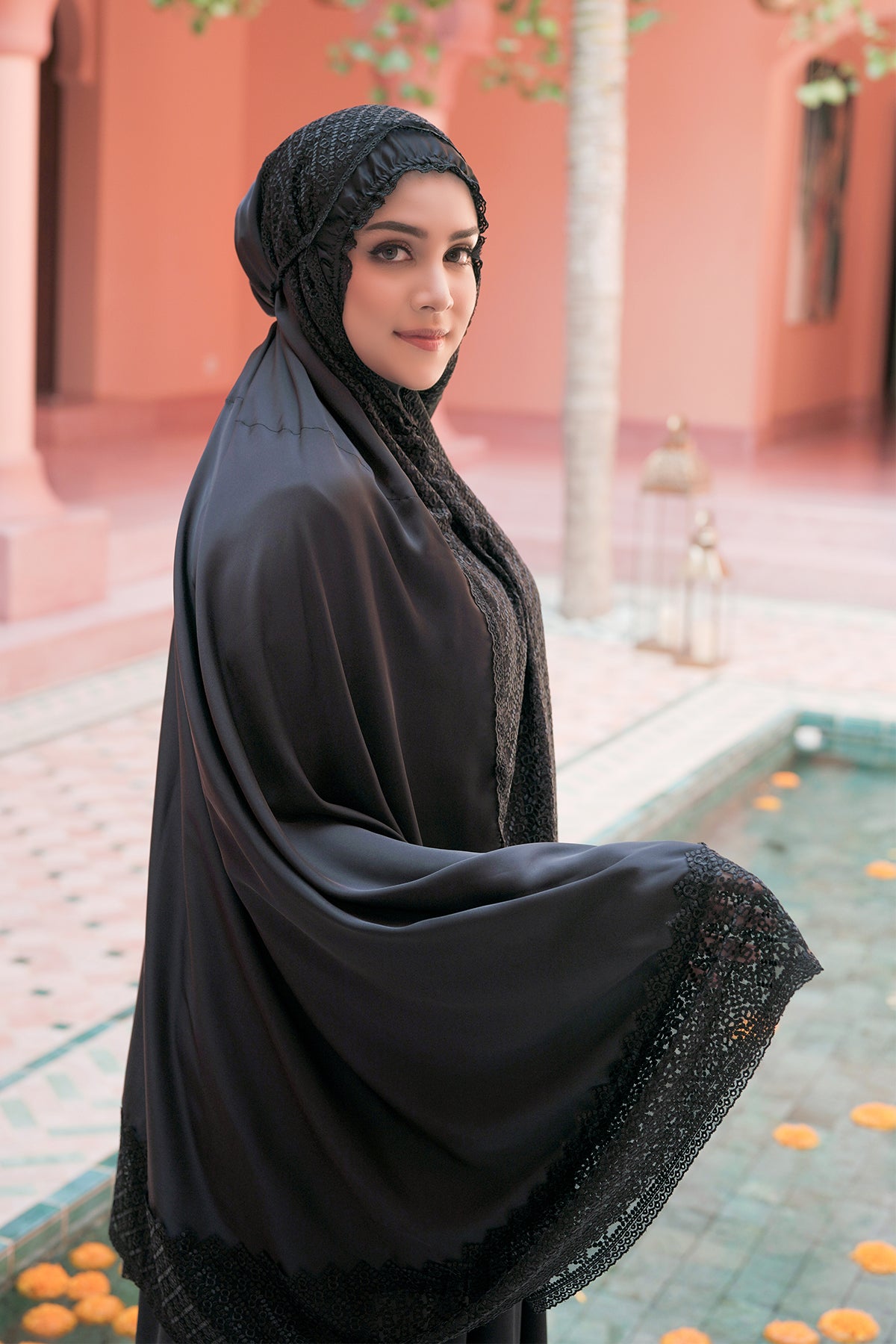 Signature Lace Prayer Robe - Black