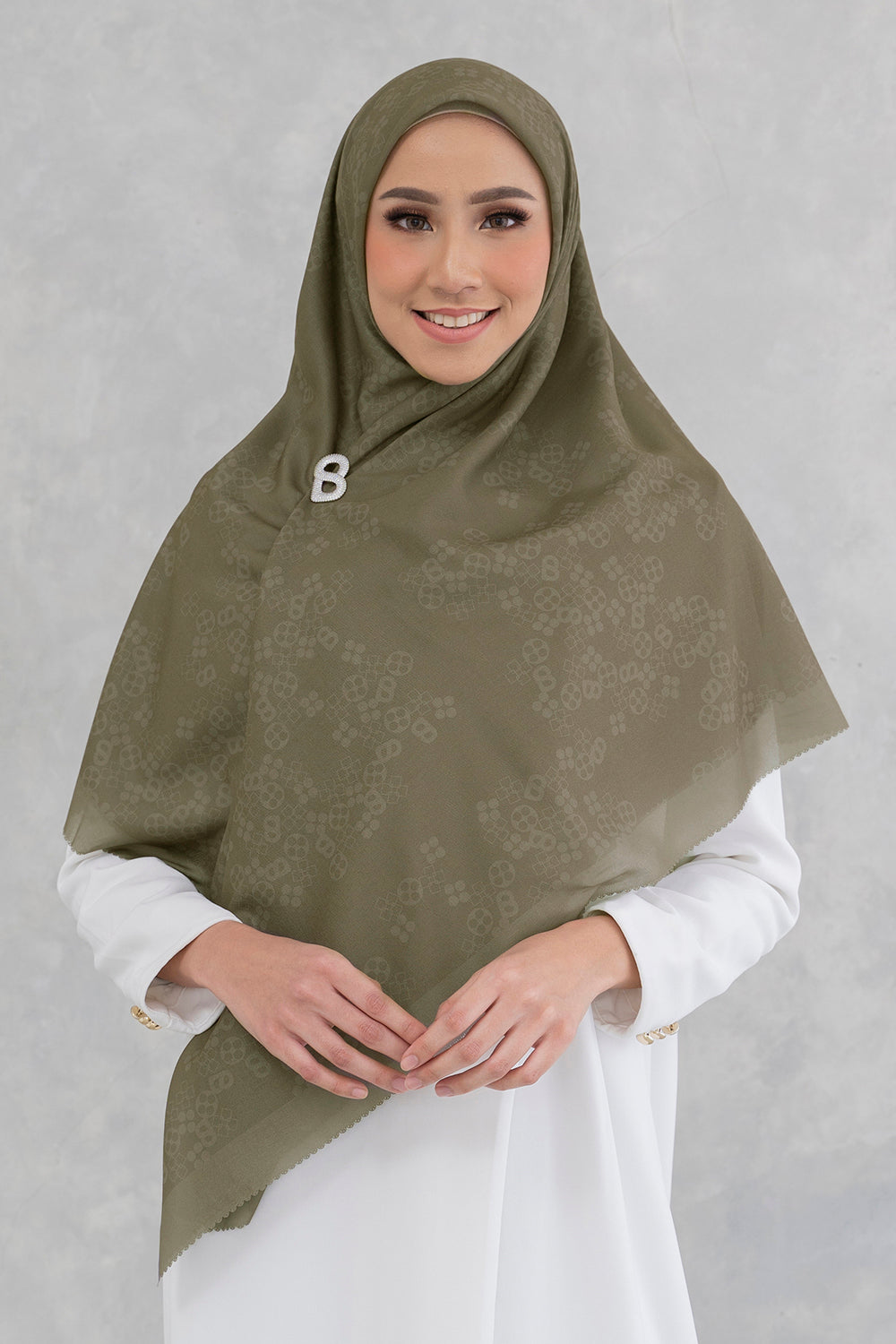 Monogram Scrambled Voal Square XL - Olive