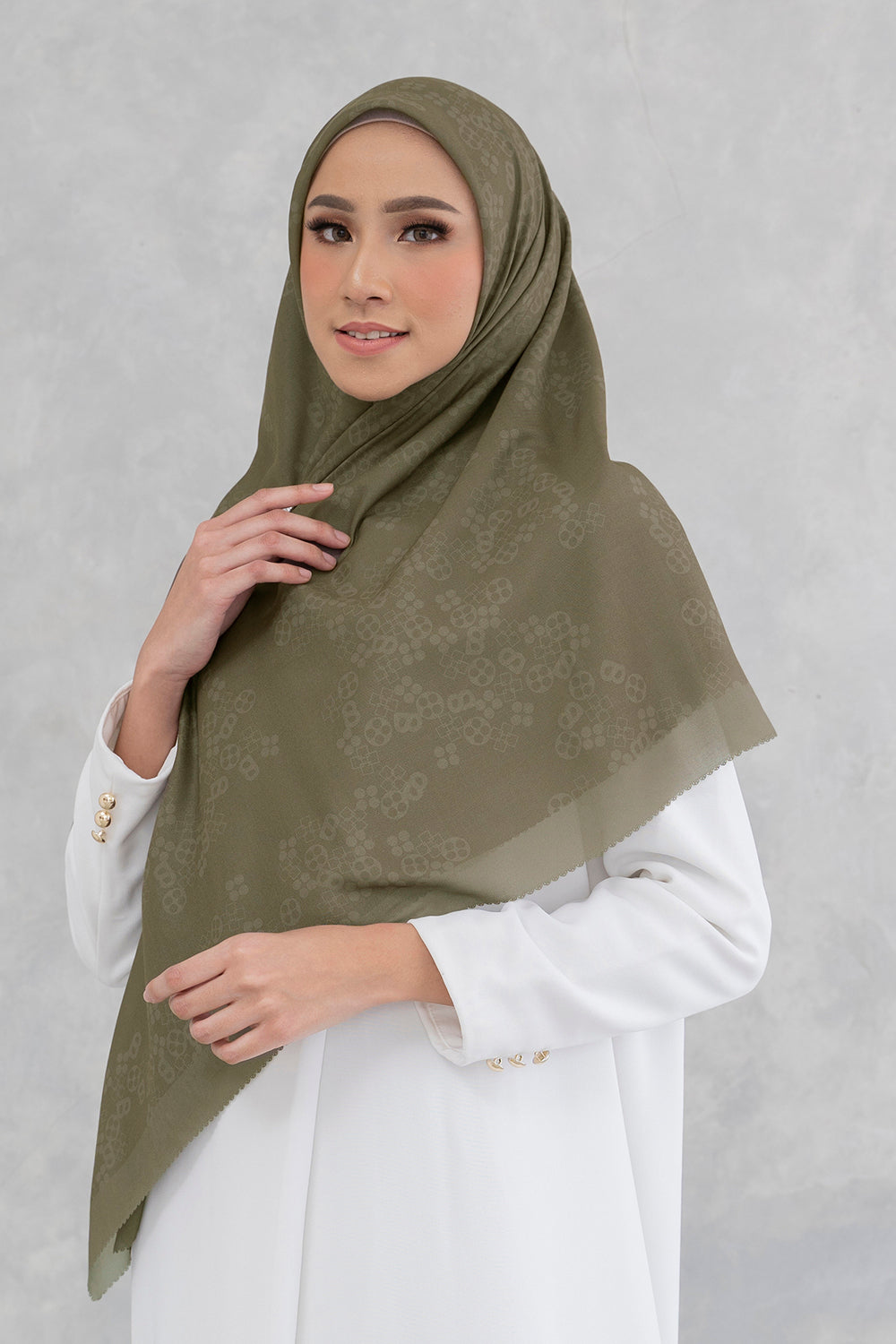 Monogram Scrambled Voal Square XL - Olive