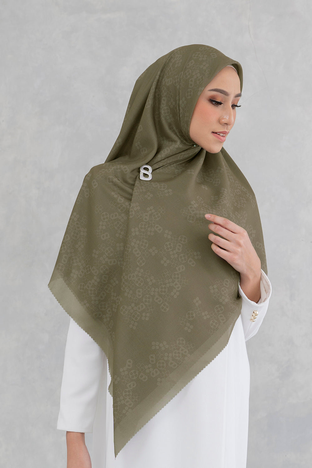 Monogram Scrambled Voal Square XL - Olive