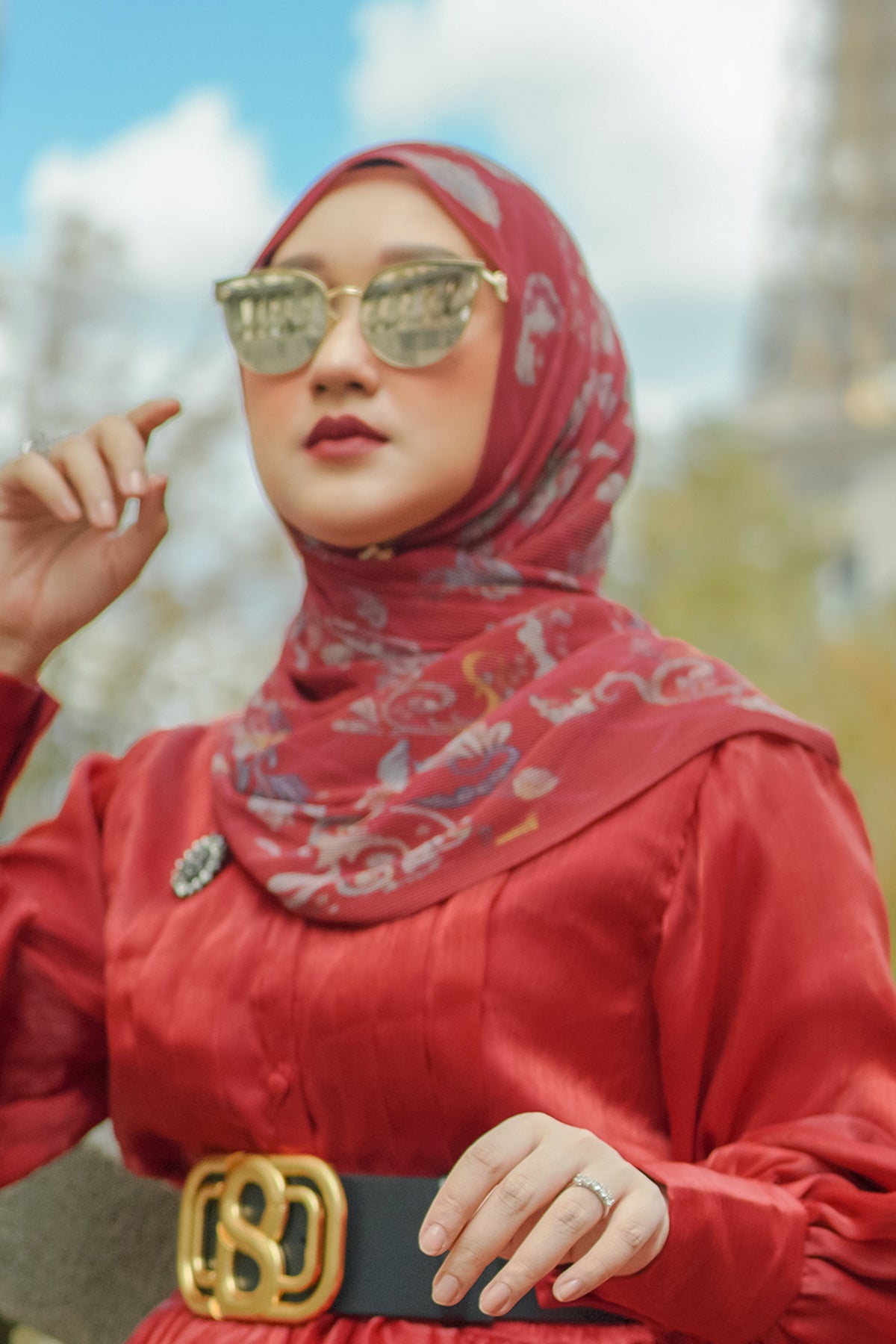 The Autograph Pleated Shawl - Cerise