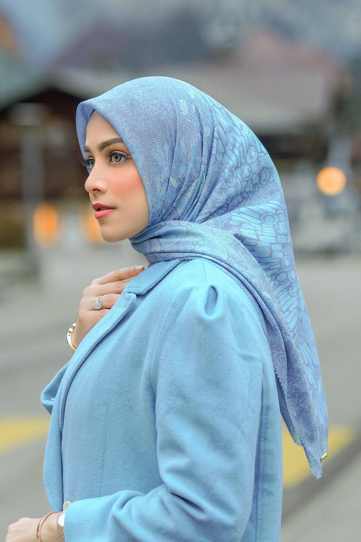 Thun Voile Kare - Mavi Taş