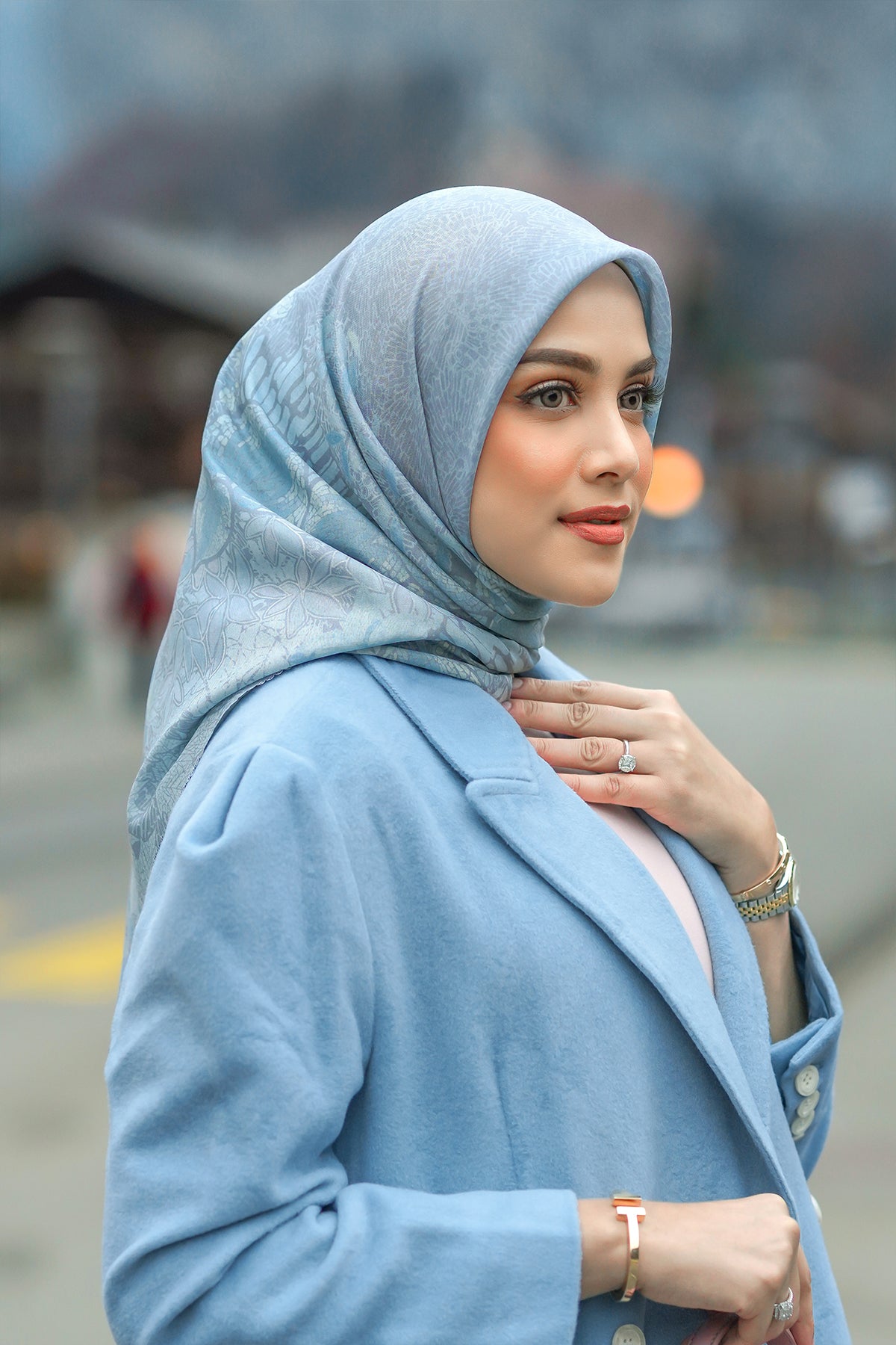 Thun Voile Kare - Mavi Taş