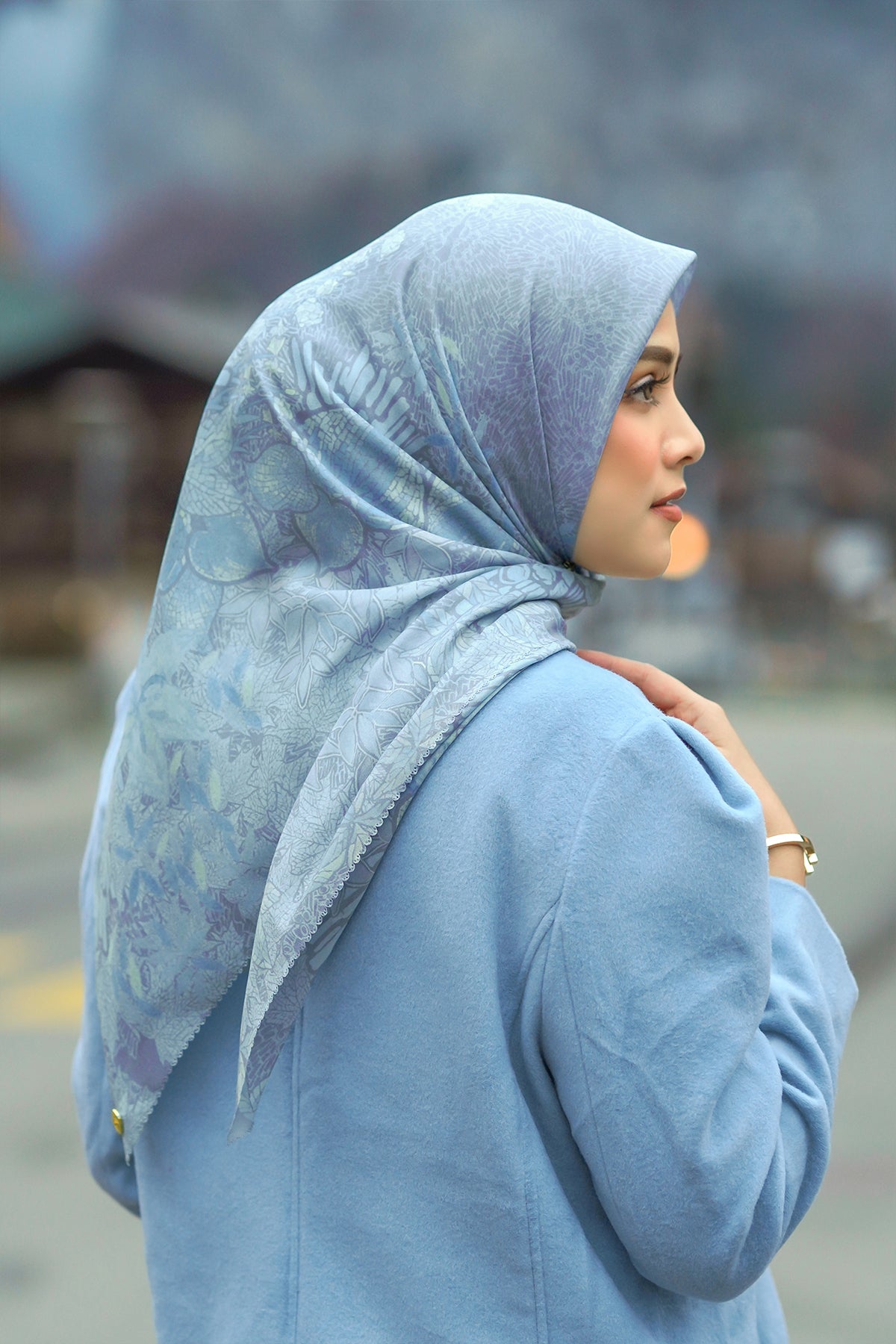 Thun Voile Kare - Mavi Taş