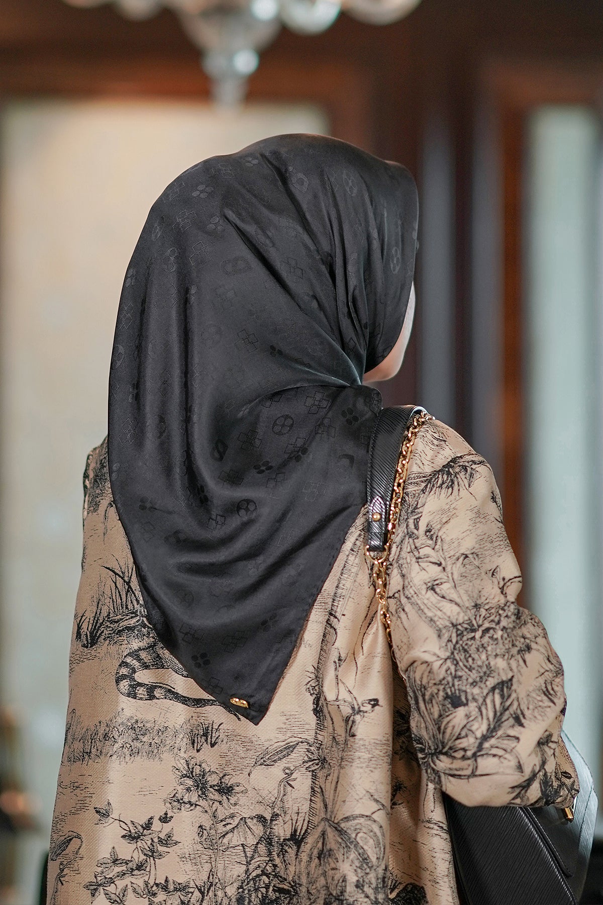 The Lavish Monogram Silk - Black Orchid