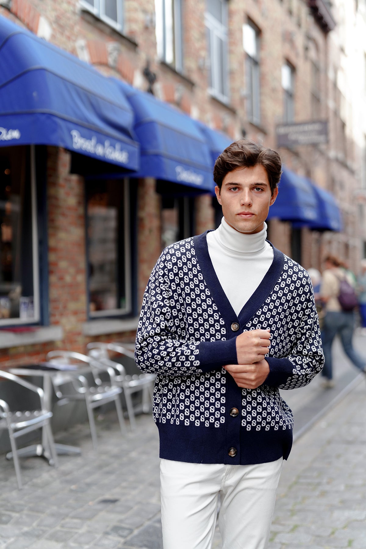 İmza Monogram Kardigan - Mavi Derinlik