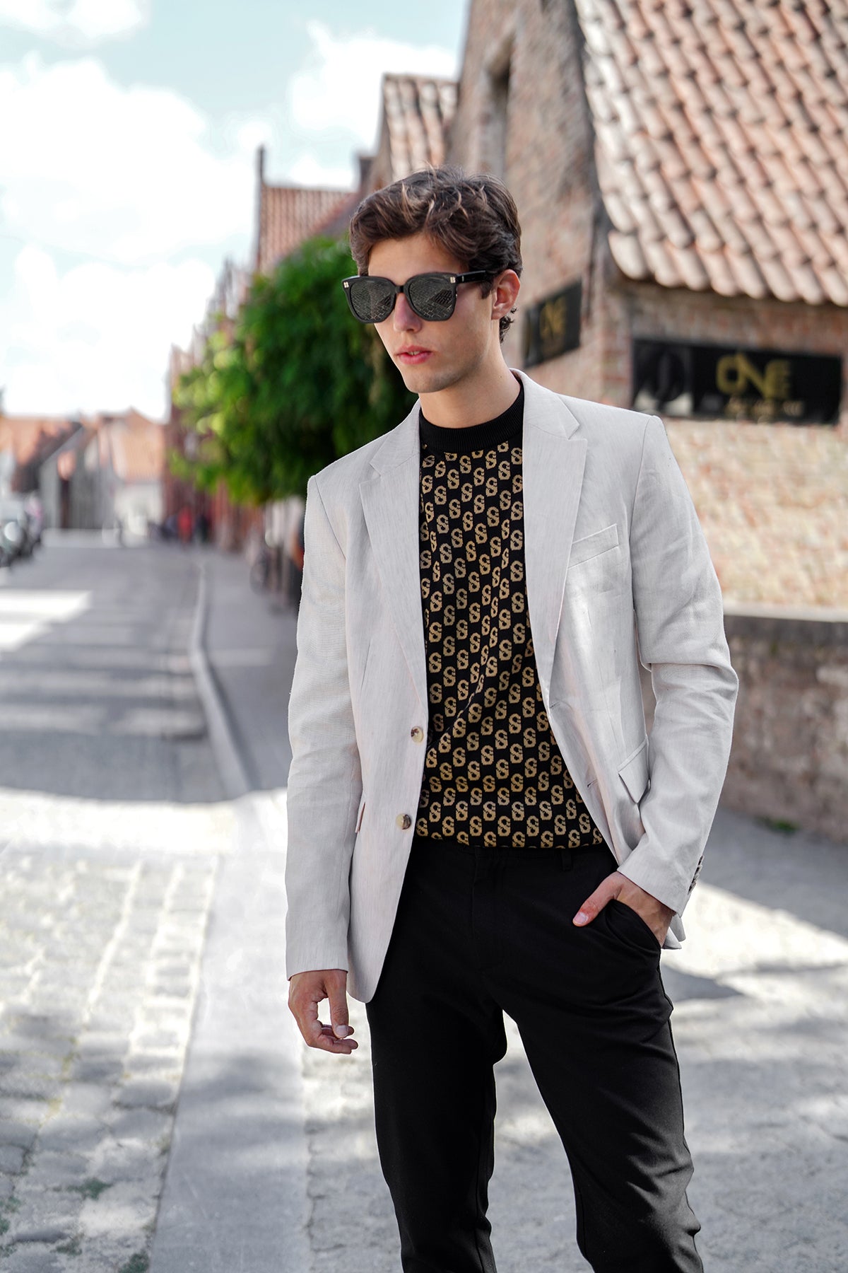 Günlük Monogram Kazak - Karamel