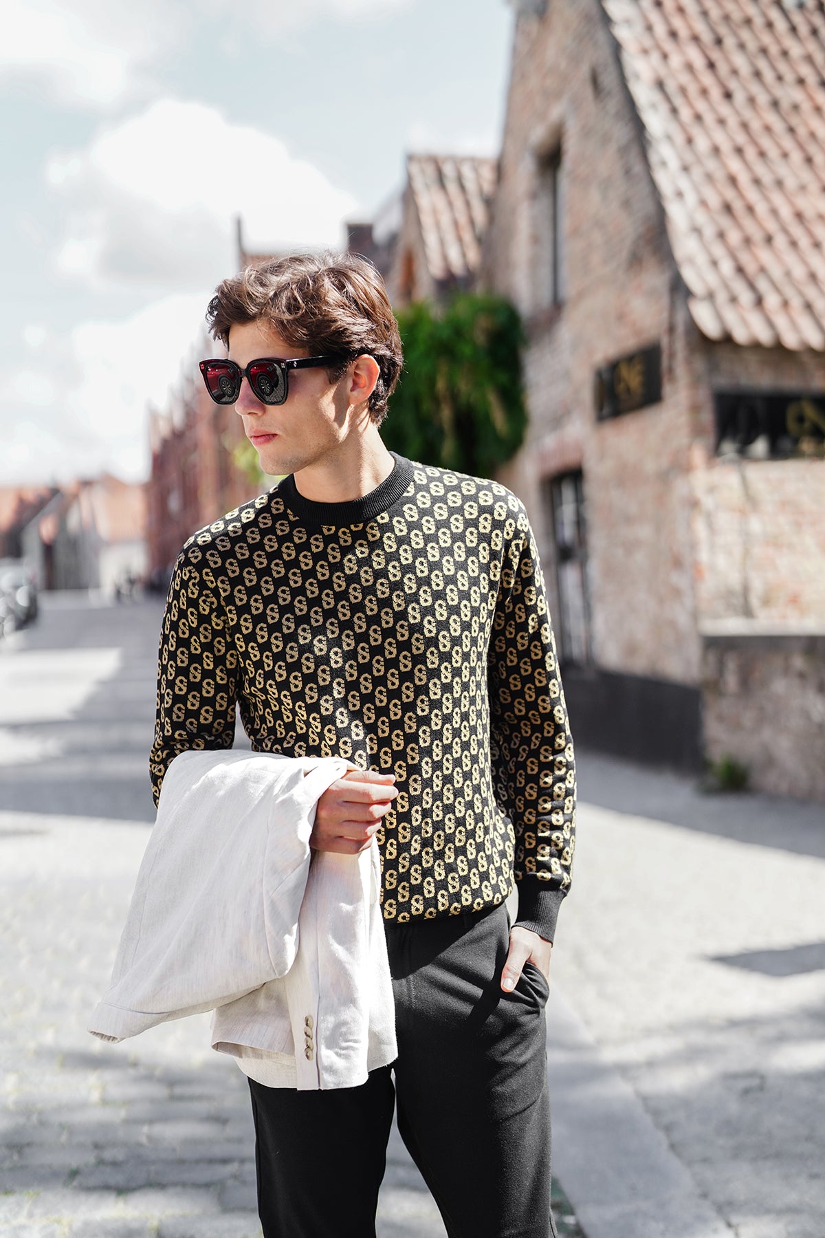 Günlük Monogram Kazak - Karamel