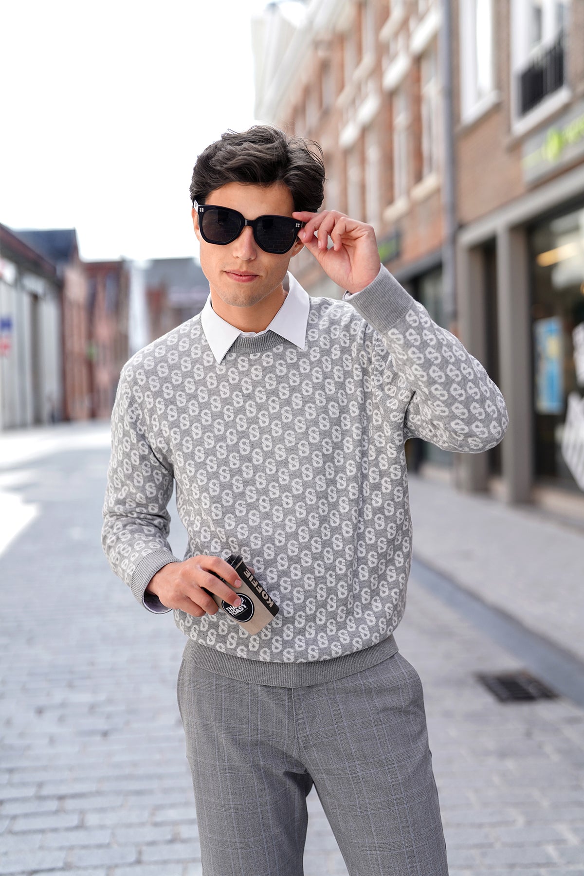 Günlük Monogram Kazak - Glacier Grey