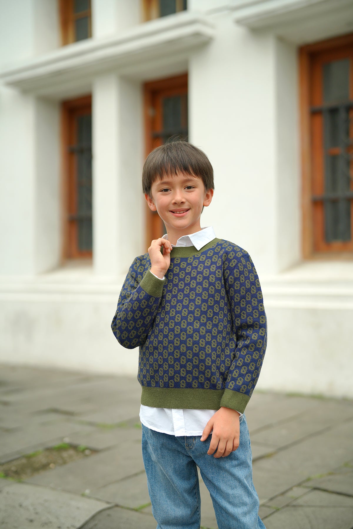 Çocuk İmzalı Monogram Kazak - Avokado