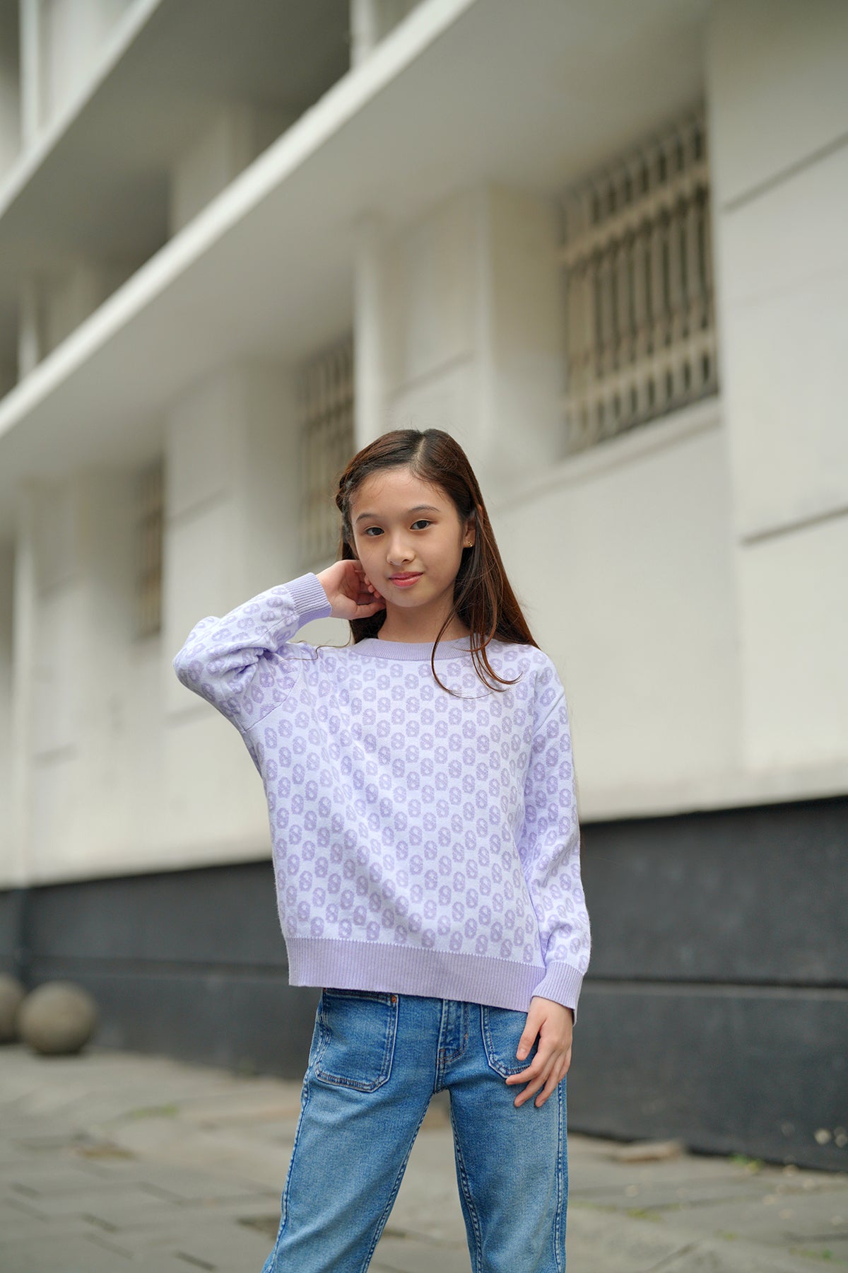Everyday Kids Monogram Sweater - Purple Heart