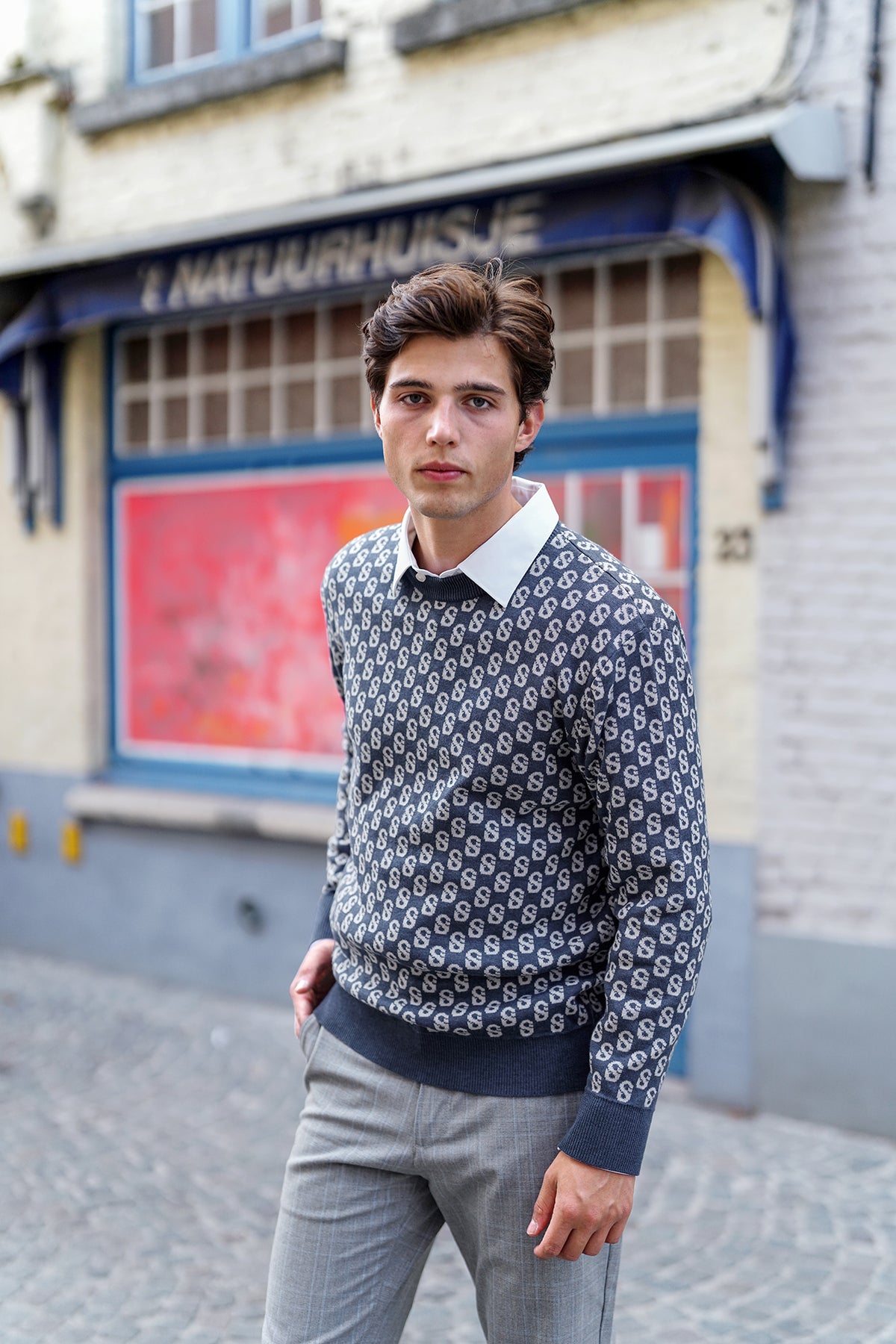 Günlük Monogram Kazak - Atlantik Mavisi