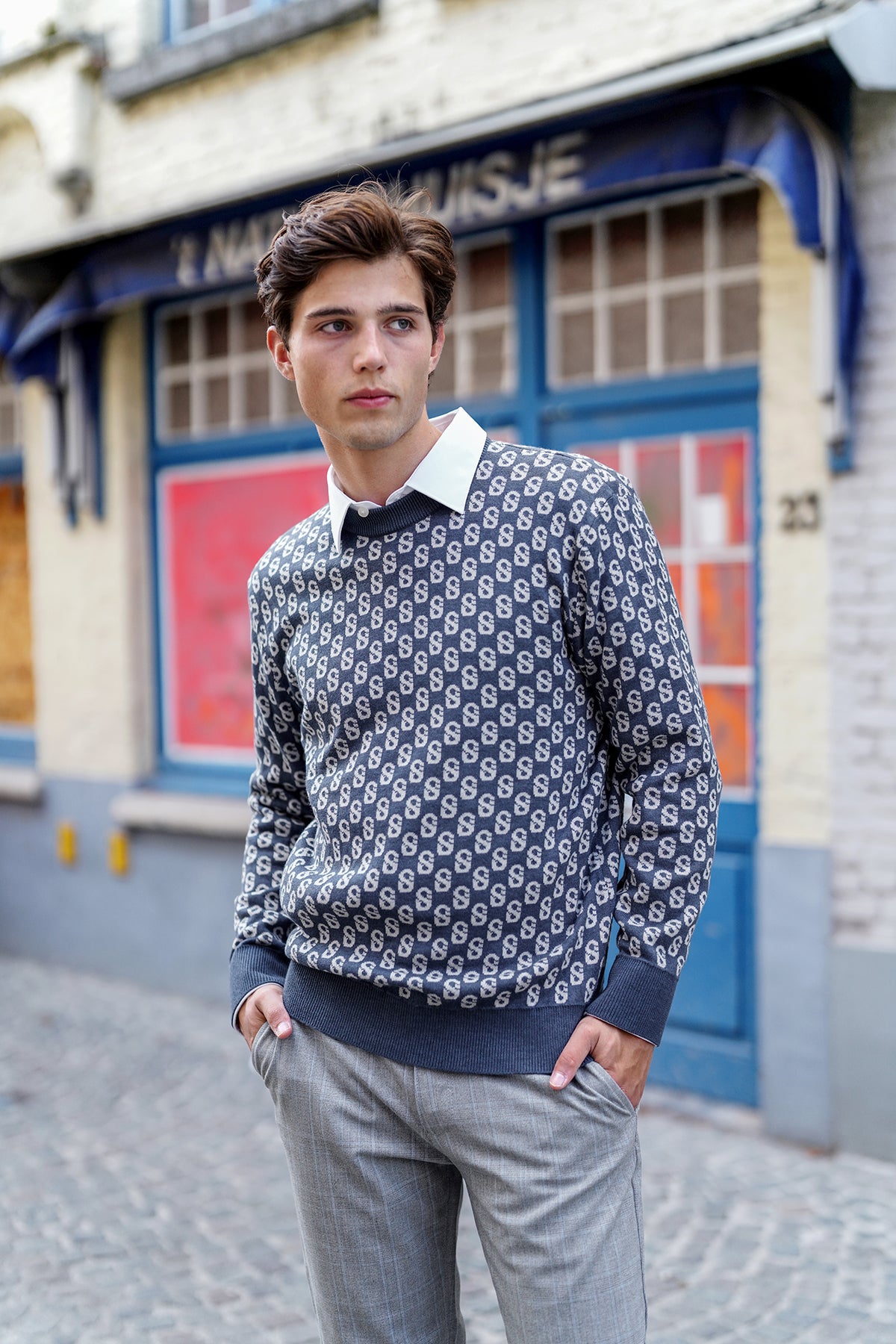 Günlük Monogram Kazak - Atlantik Mavisi