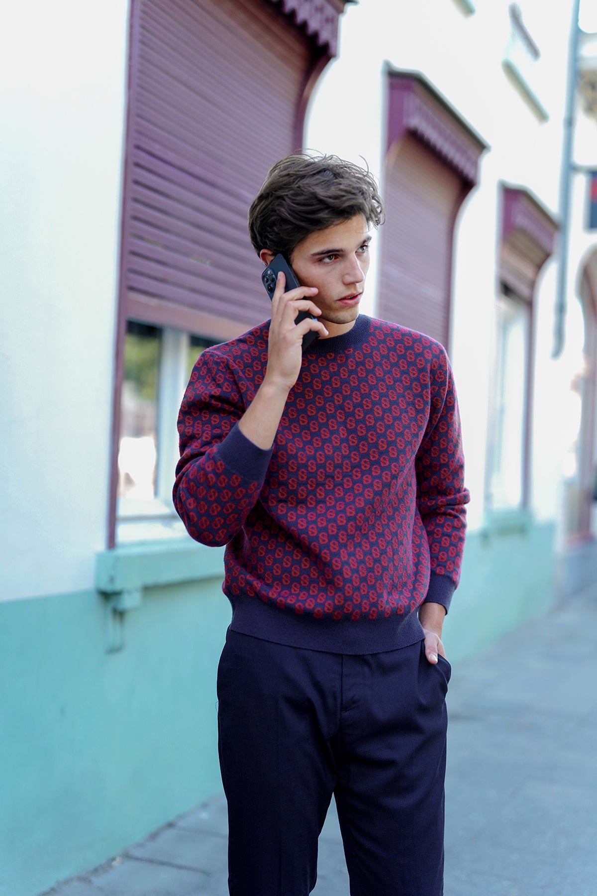 İmza Monogram Kazak - Karmin