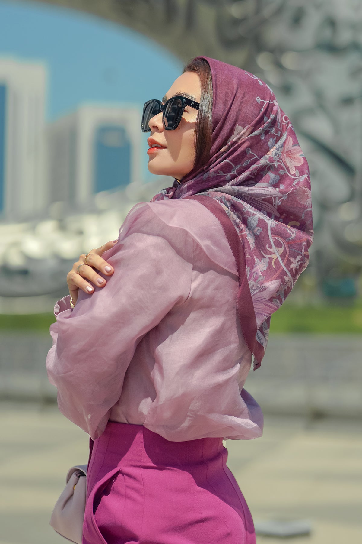 Dubai Voile Square - Magenta